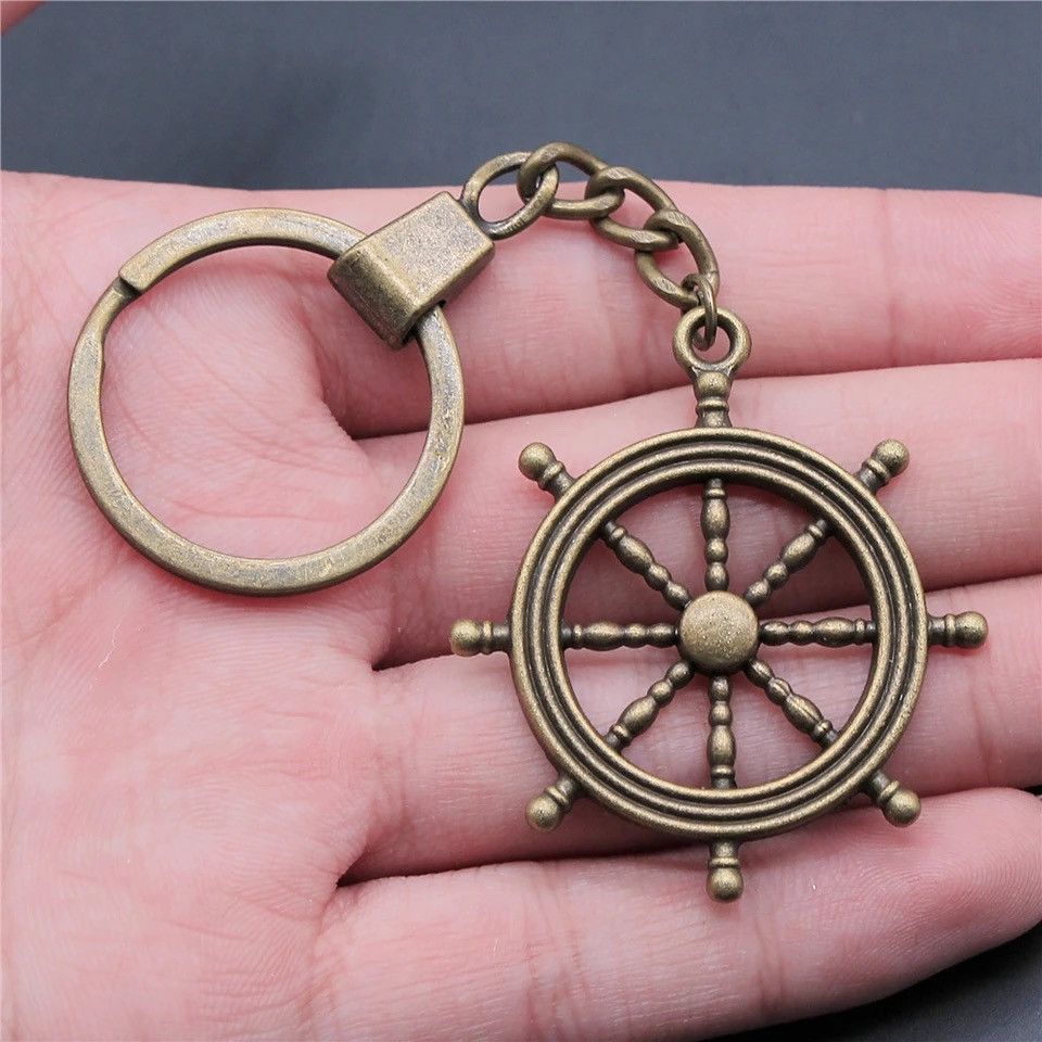 Vintage Retro Bronze Rudder Keychain Size ONE SIZE - 3 Thumbnail