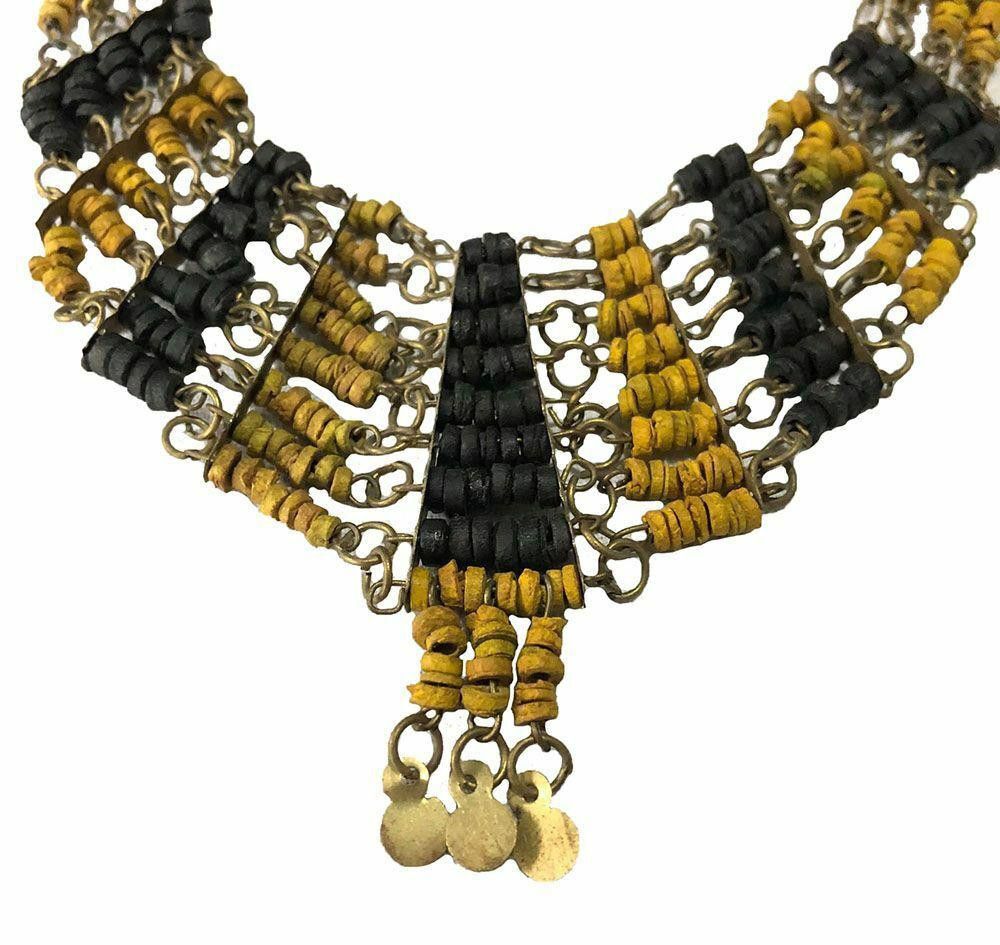 Designer New Mustard And Black Wooden Necklace Size ONE SIZE - 2 Thumbnail