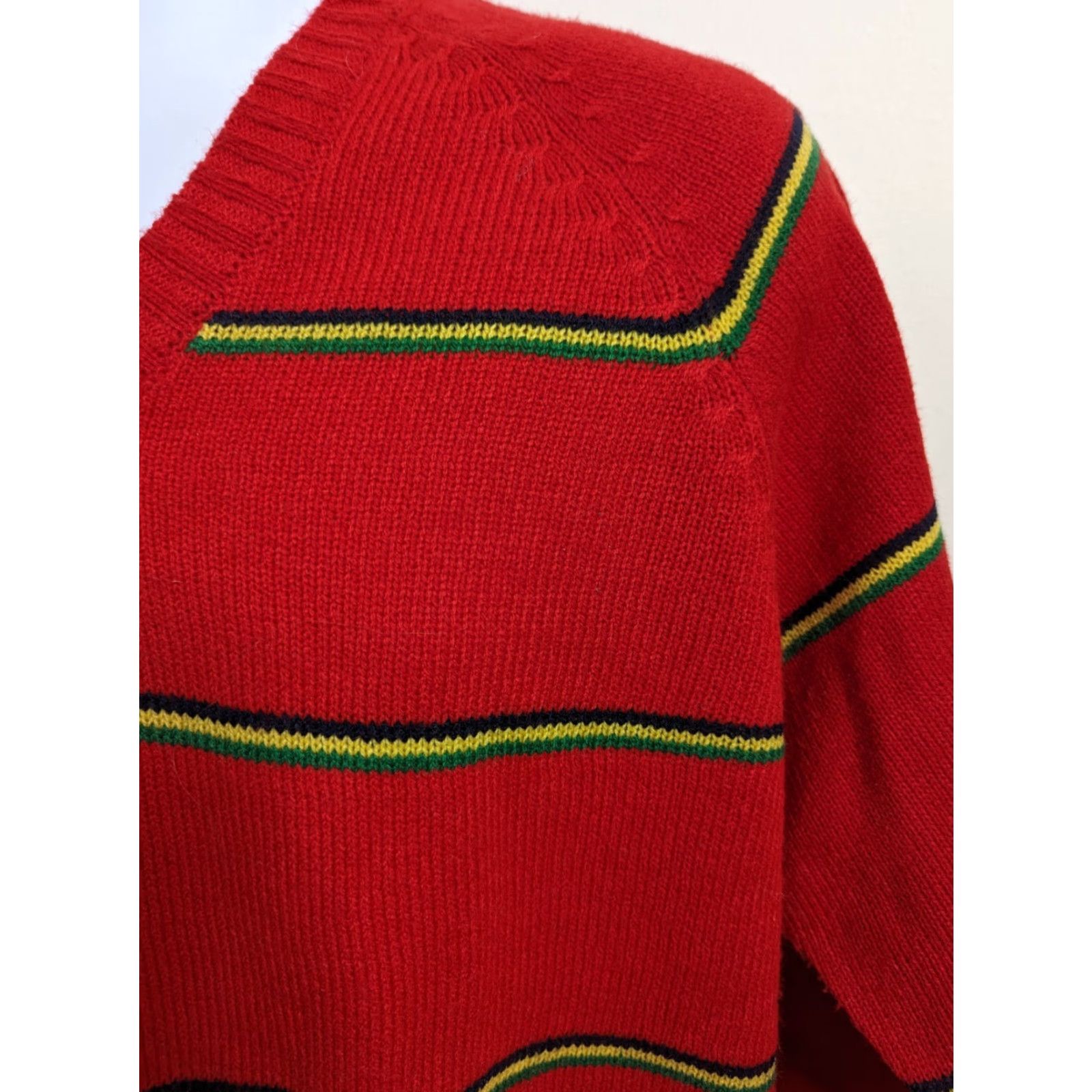 Vintage VINTAGE Red Striped V Neck Pullover Sweater Mens XL 80s 70s Raglan Jumper Size US XL / EU 56 / 4 - 5 Thumbnail