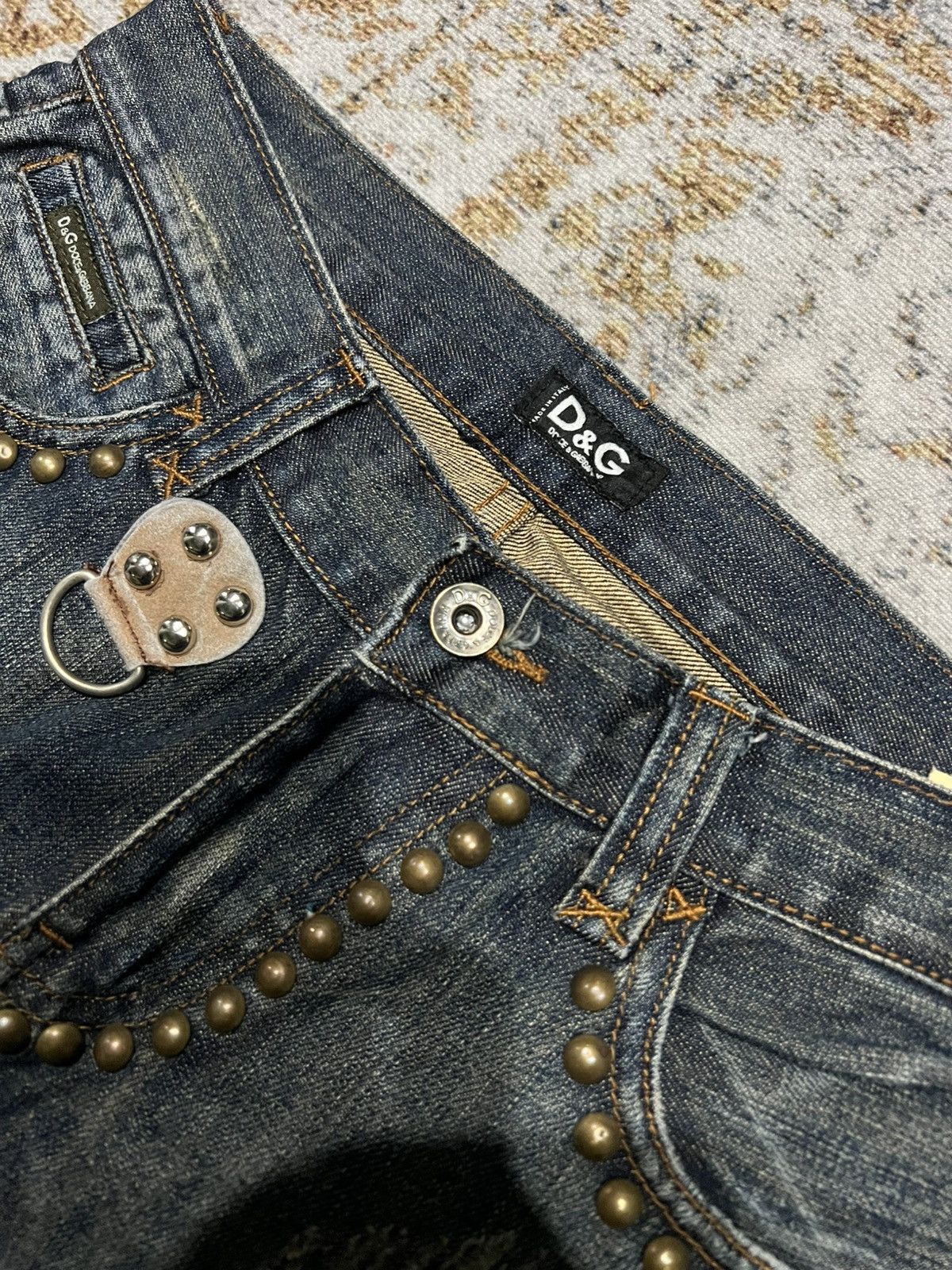 Dolce & Gabbana Dolce Gabbana AW04 ‘Forever’ Studded Denim Size US 29 - 5 Thumbnail