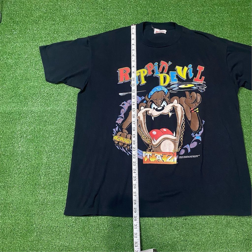 Warner Bros Vintage 1991 Warner Bros. Taz Looney Tunes Men's T-Shirt Bla Size US XL / EU 56 / 4 - 10 Thumbnail