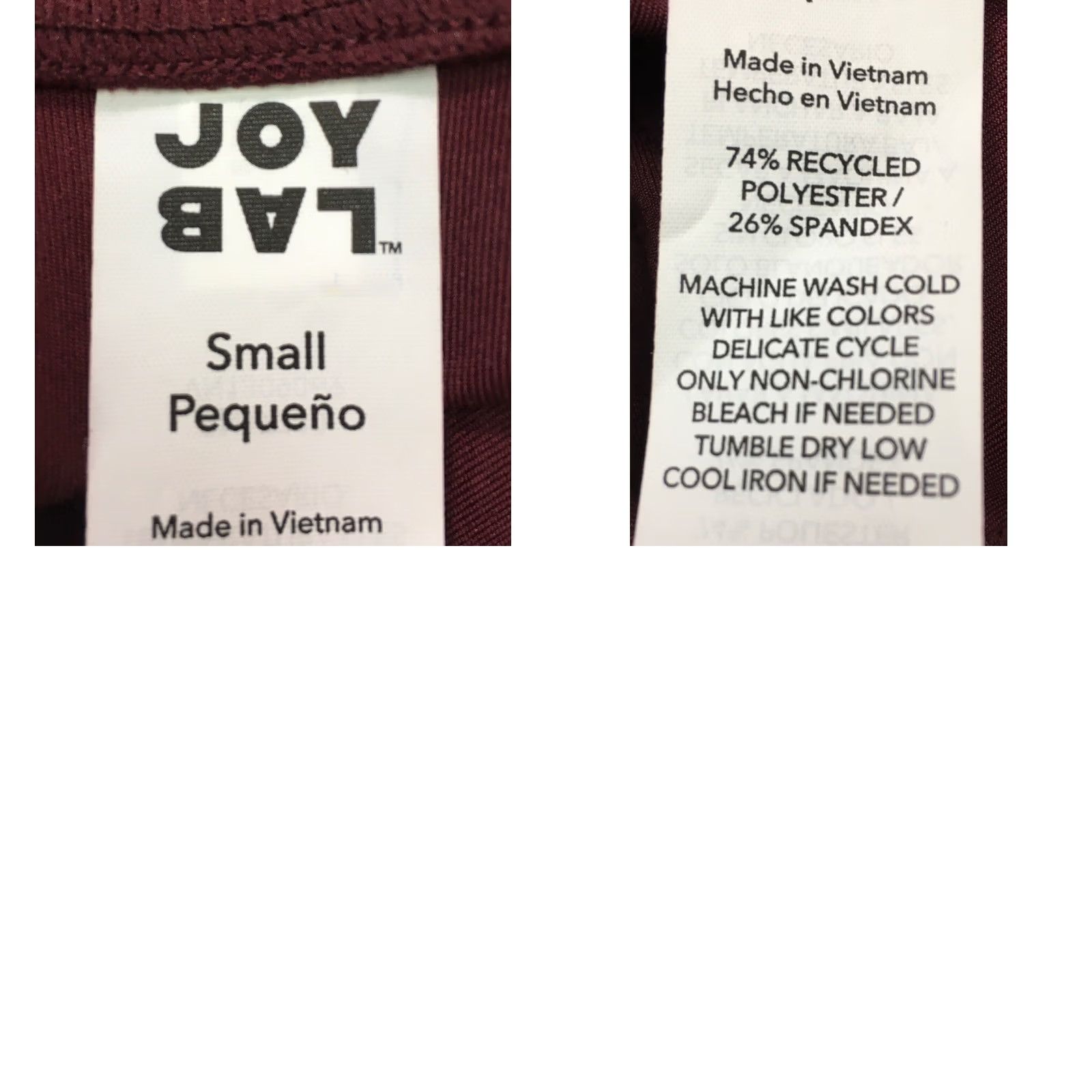 Vintage JoyLab Leggings Workout Activewear Pants S Women's Burgundy Mid Rise Stretch Size 28" / US 6 / IT 42 - 8 Thumbnail