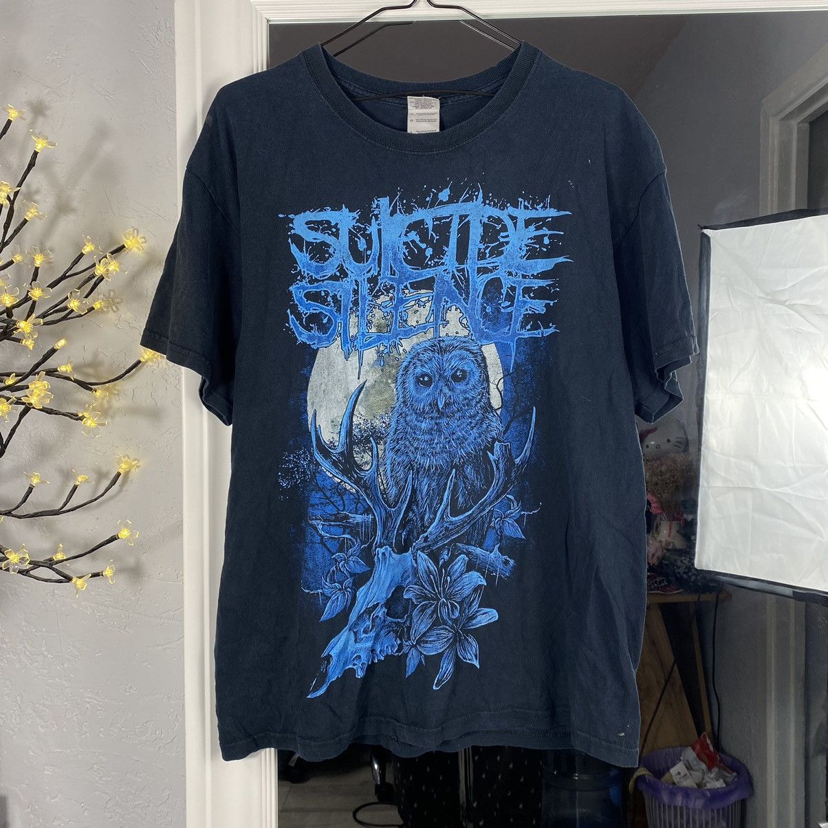 Band Tees SUICIDE SILENCE Y2K OWL PRINT FADED T SHIRT Size US L / EU 52-54 / 3 - 1 Thumbnail