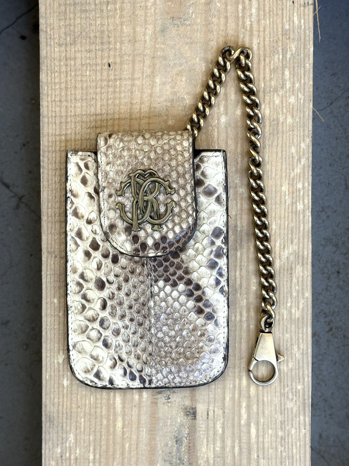 Roberto Cavalli × Vintage Vintage Roberto Cavalli Snake Skin Chain Key Bag Size ONE SIZE - 1 Thumbnail