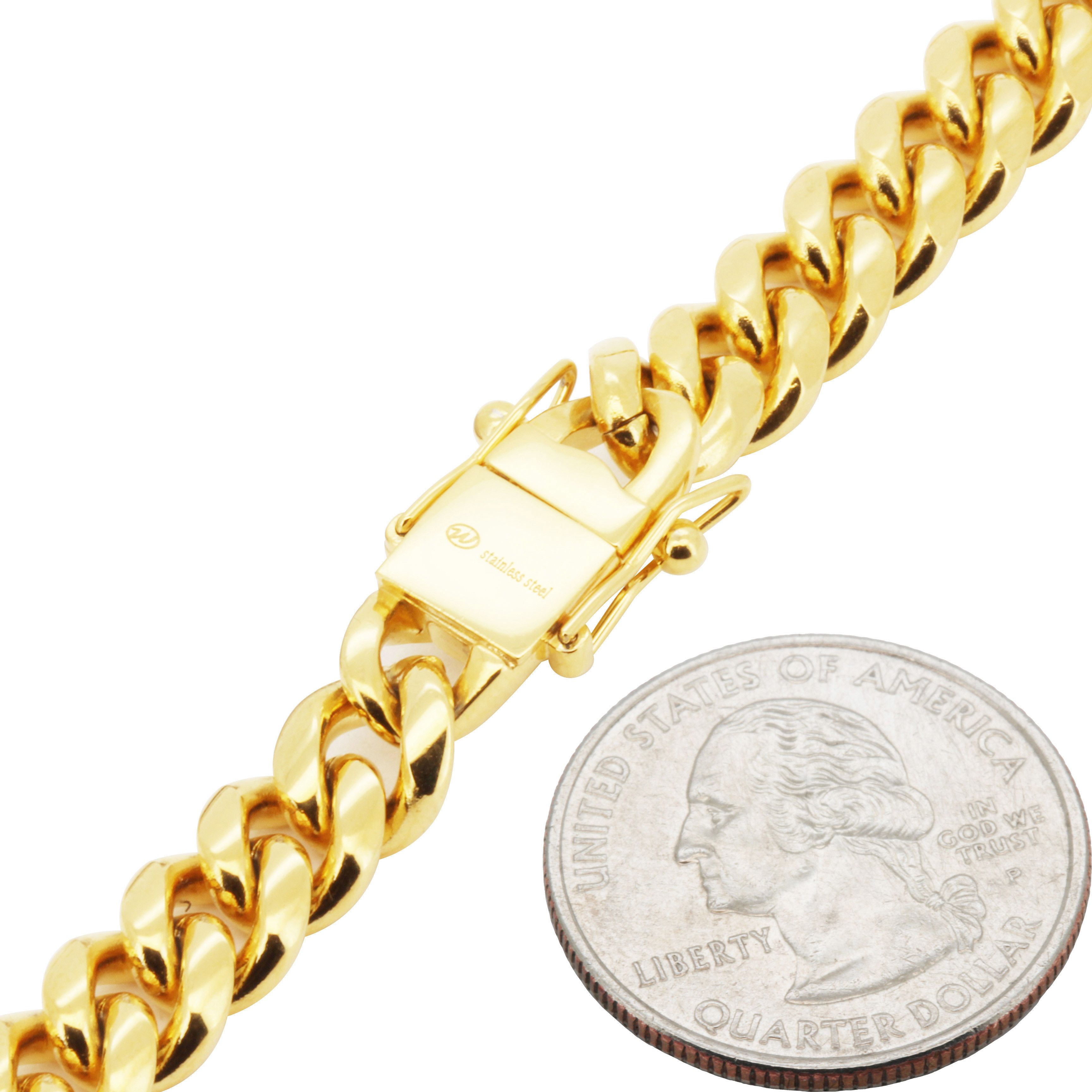 Other 316L SS 18k GP 8mm Miami Cuban Link Bracelet 8" Size ONE SIZE - 2 Thumbnail