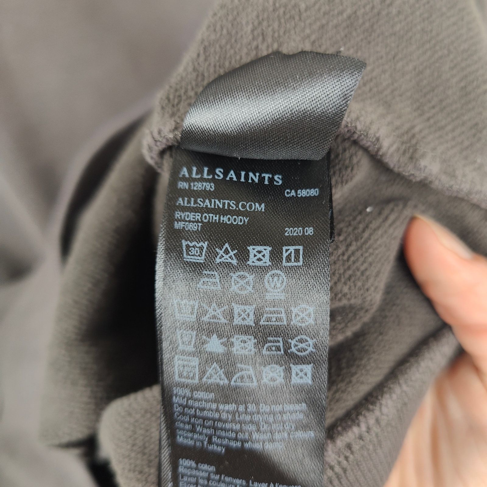 Allsaints AllSaints Ryder Oth Hoody Mens XL Gray Soft Black Cotton Size US XL / EU 56 / 4 - 7 Thumbnail