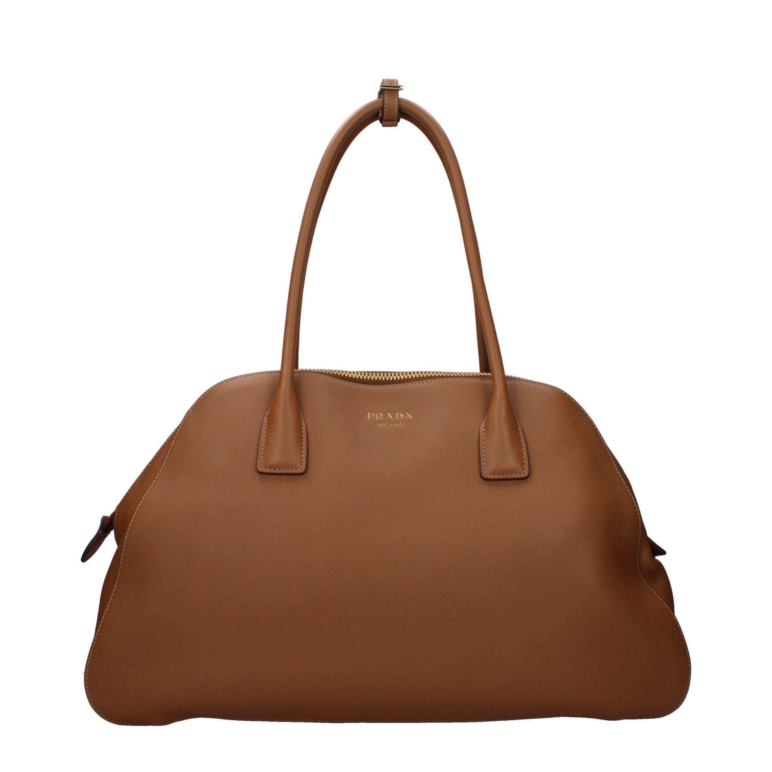 Prada Prada Brown Leather Shoulder Bag Size ONE SIZE - 1 Thumbnail
