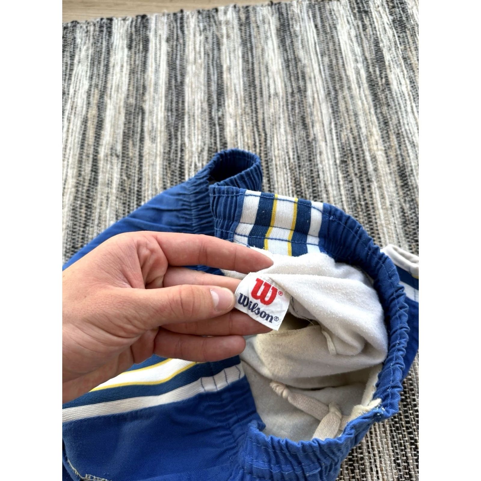 Wilson VINTAGE Wilson RARE FADED SATIN SHORTS USA SOCCER FOOTBALL BLUE Sz M-L Shirt Mens 80s Football Shorts Vintage Shorts Distressed Size US 31 - 6 Thumbnail
