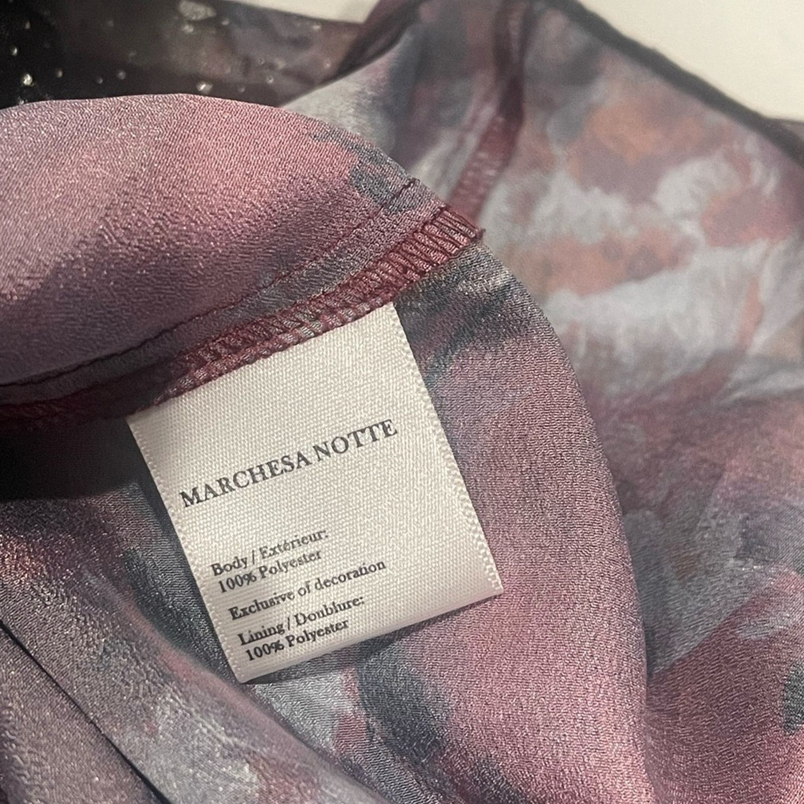 Marchesa Marchesa Norte Gown 3D Floral Purple Black Organza Foiled Size L / US 10 / IT 46 - 13 Thumbnail