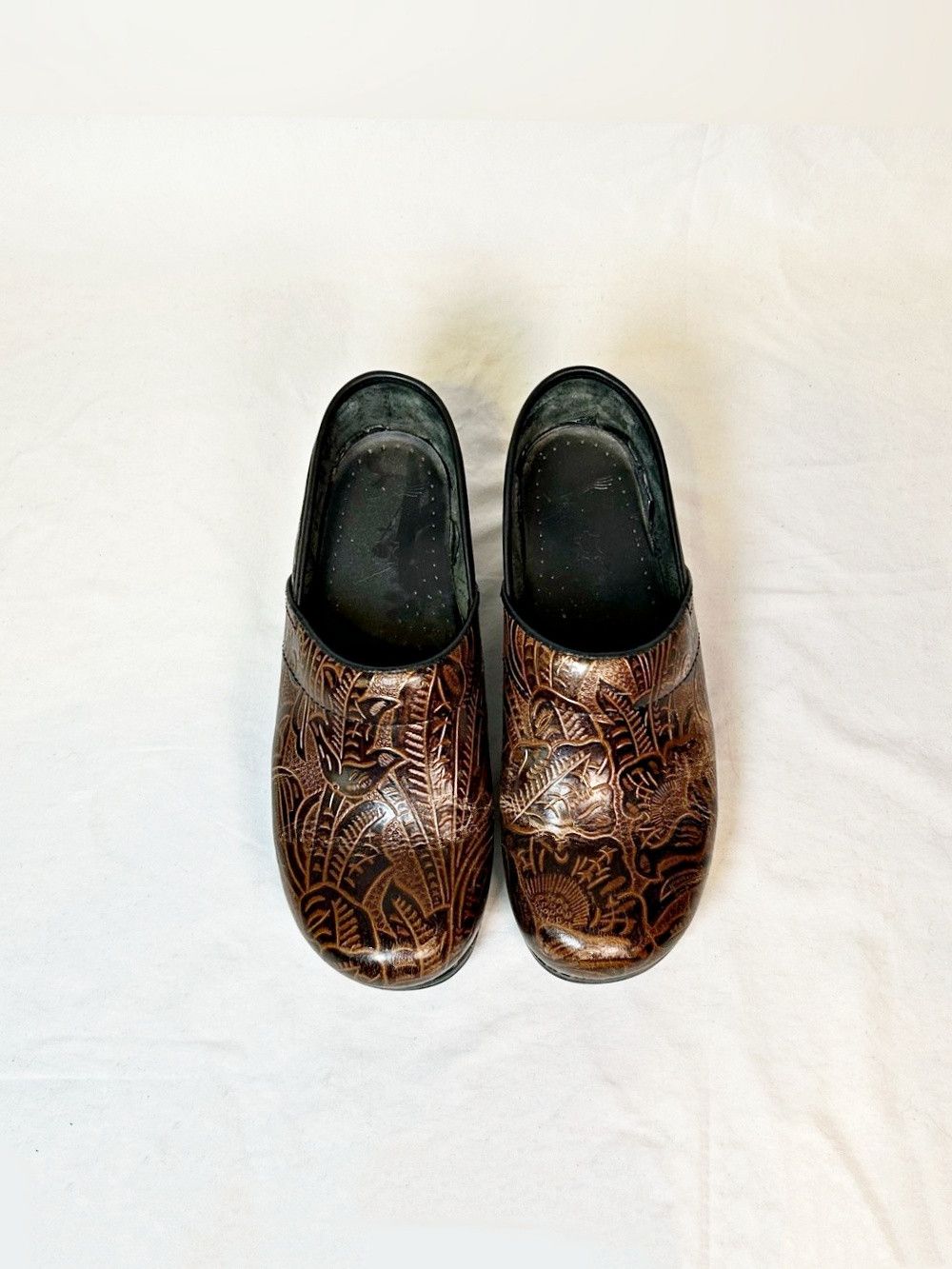 Dansko Dansko Brown Tooled Leather Professional Clogs Size US 9.5 / IT 39.5 - 3 Thumbnail