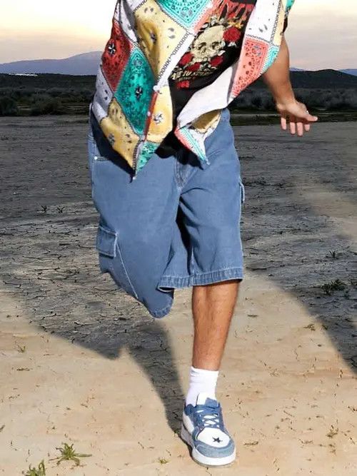 Jean × Vintage Ripped Y2k Shorts Jorts Distressed Denim Size US 32 / EU 48 - 4 Thumbnail