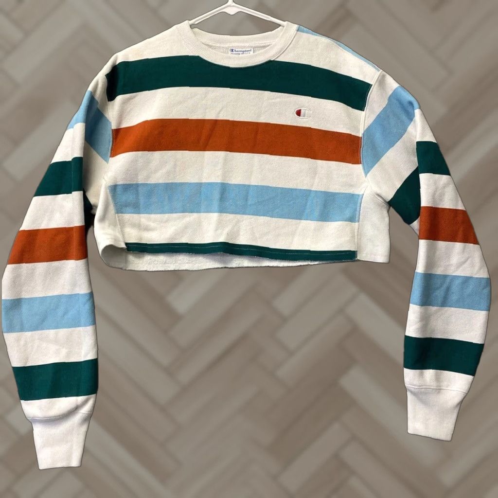 Champion Champion Sweater XS Reverse Weave Multicolor Cropped Crewneck Jumper /114-57 Size XS / US 0-2 / IT 36-38 - 1 Thumbnail