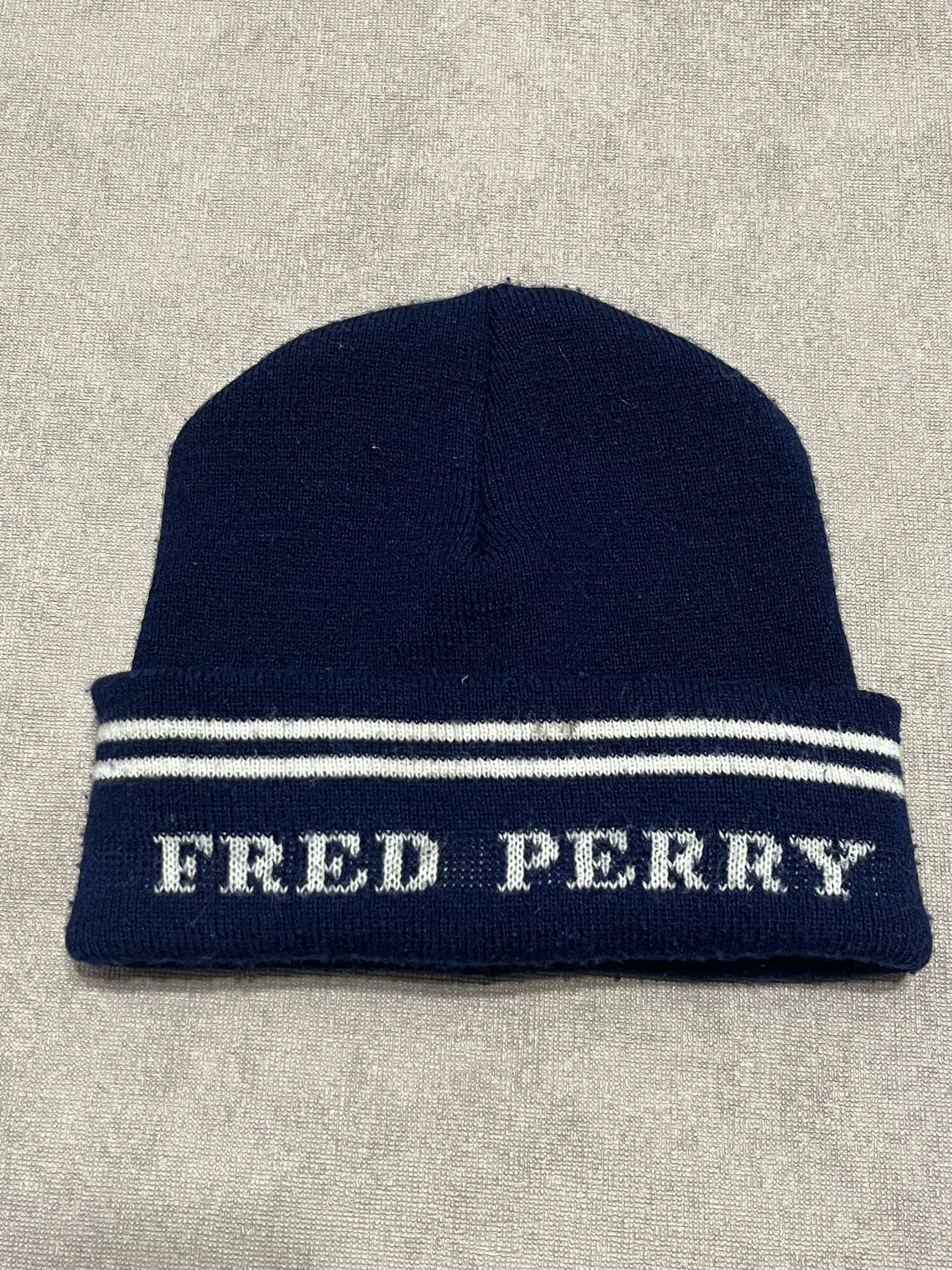Fred Perry Vintage Fred Perry Men`s Hats Beanie Blue Logo One Size Size ONE SIZE - 1 Thumbnail