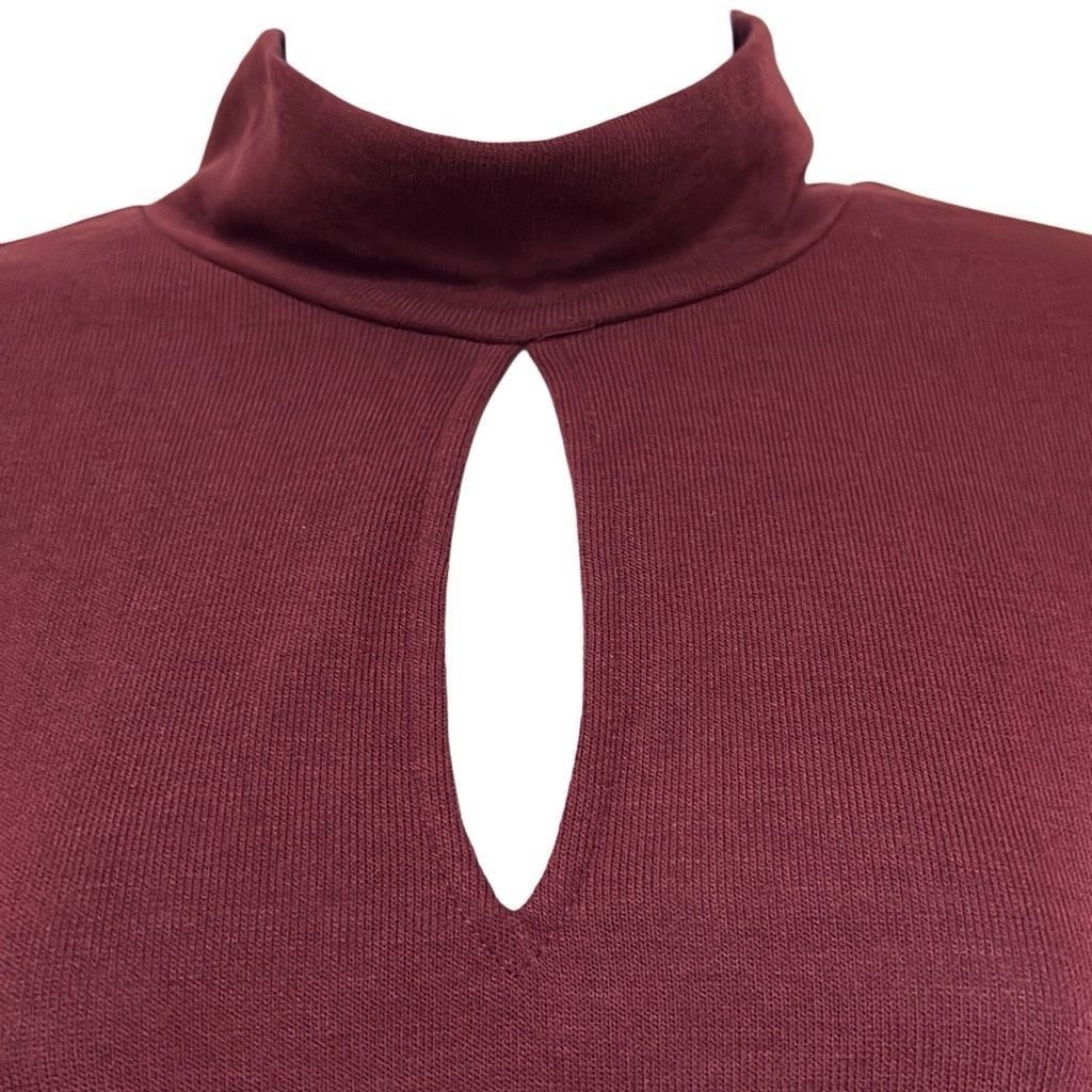 Other Brea Canyon Womans XL Maroon Mock Neck Keyhole Long Sleeve B Size XL / US 12-14 / IT 48-50 - 3 Thumbnail