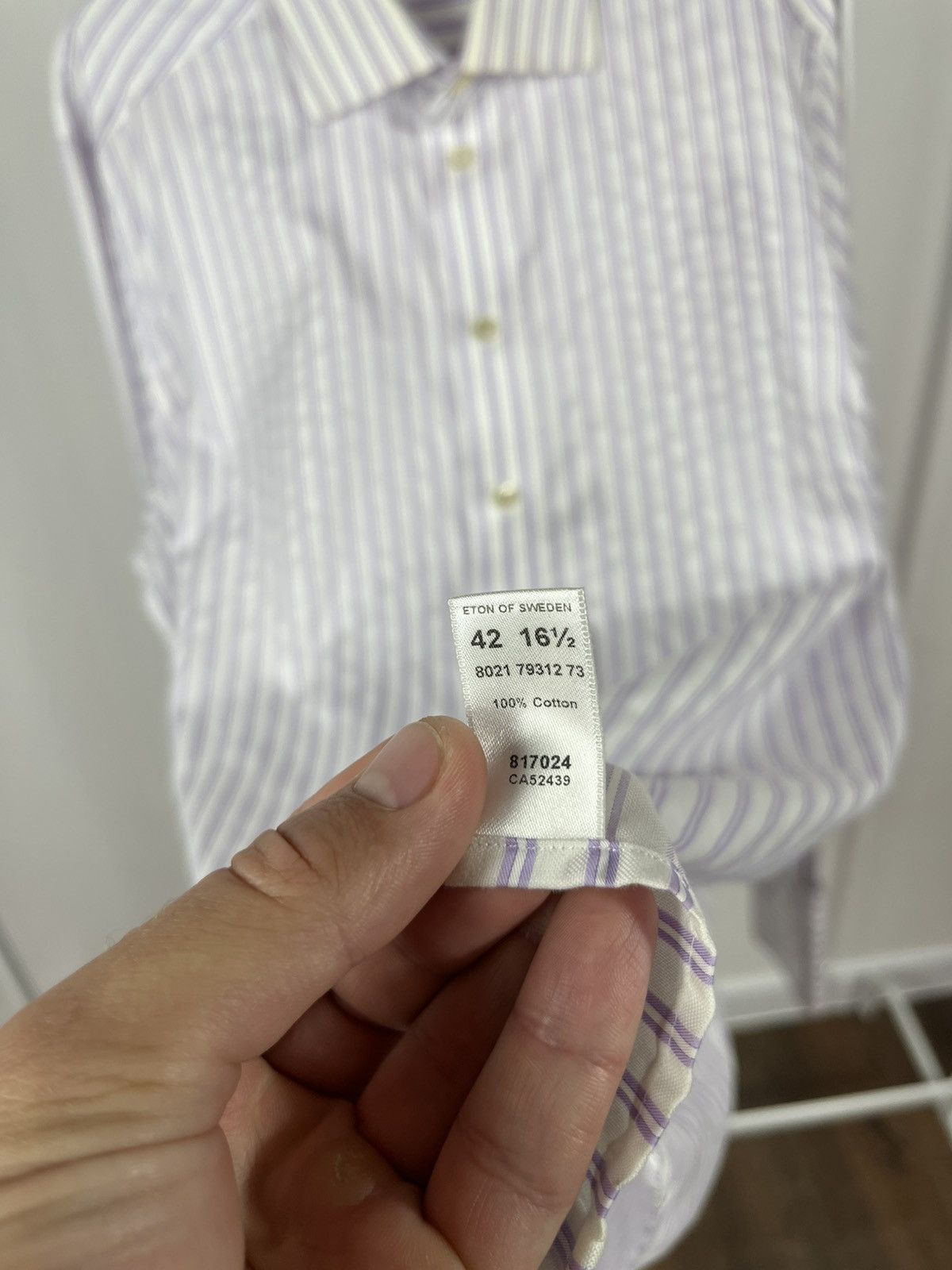 Eton Eton Contemporary Fit Striped Shirt 16.5 42 Purple White Size US L / EU 52-54 / 3 - 7 Thumbnail