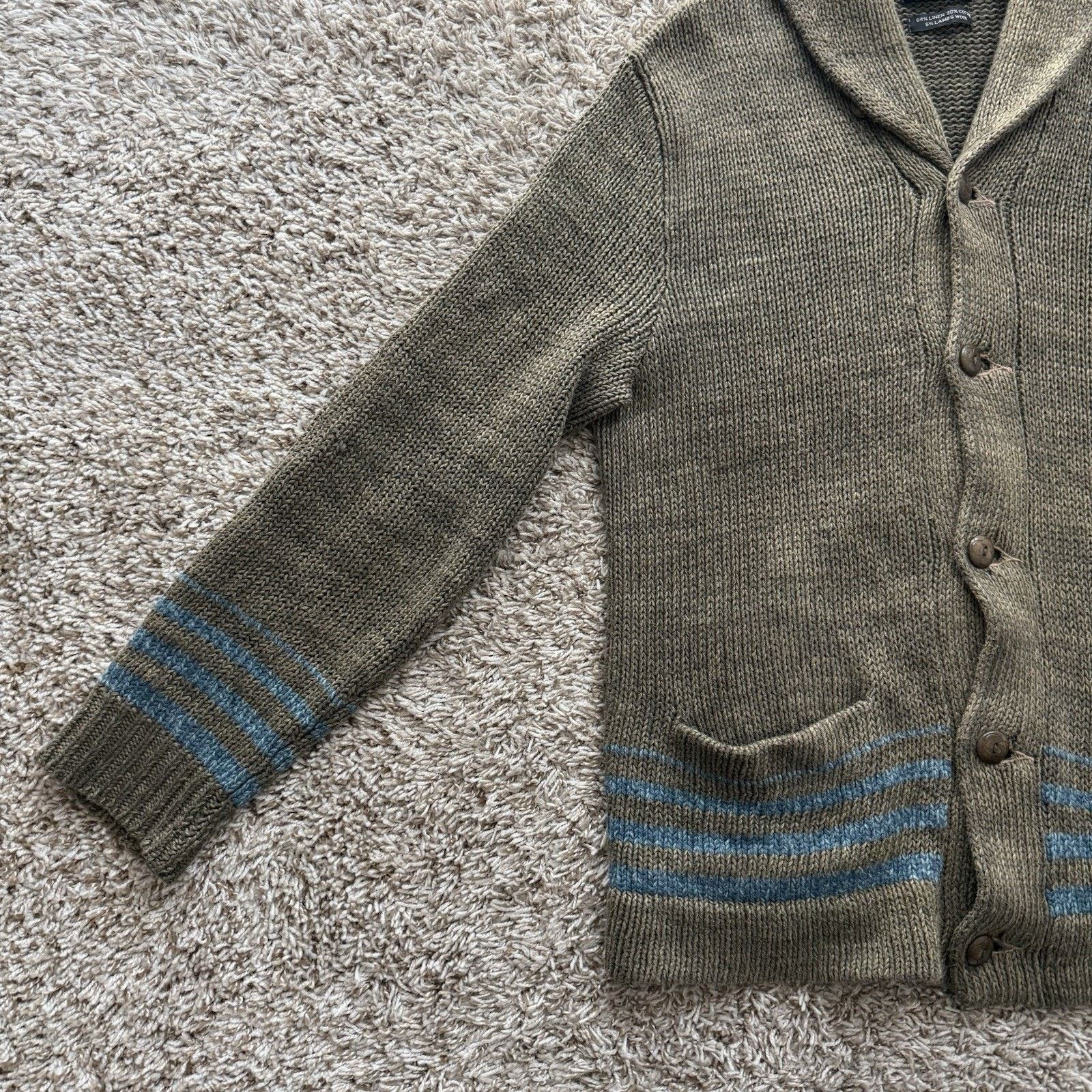 RRL Ralph Lauren × Ralph Lauren RRL Ralph Lauren Shawl Collar Cardigan Sweater Brown Linen Size US L / EU 52-54 / 3 - 8 Thumbnail