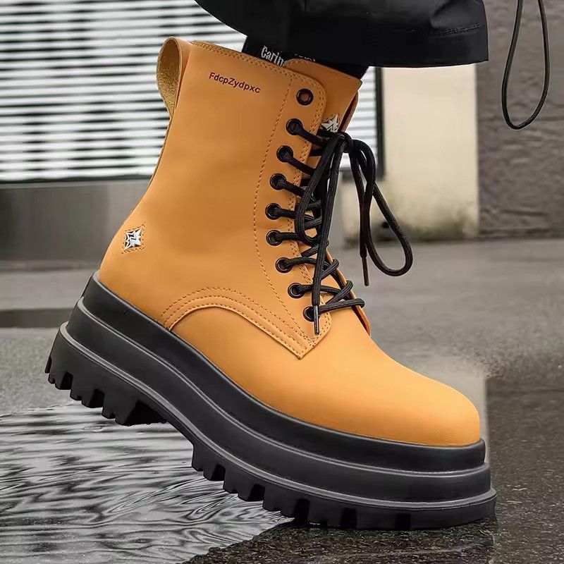 Japanese Brand Thick Soled High Top Men Pu Leather Boots Size US 6 / EU 39 - 2 Thumbnail