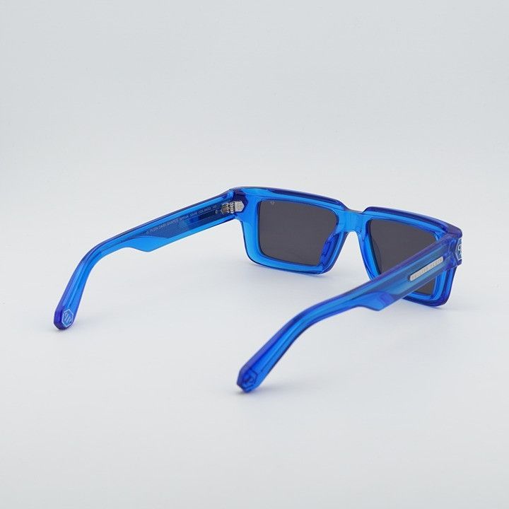 Philipp Plein Philipp Plein SPP044M 0AGQ Sunglasses Blue Rectangle Frame Size ONE SIZE - 10 Thumbnail
