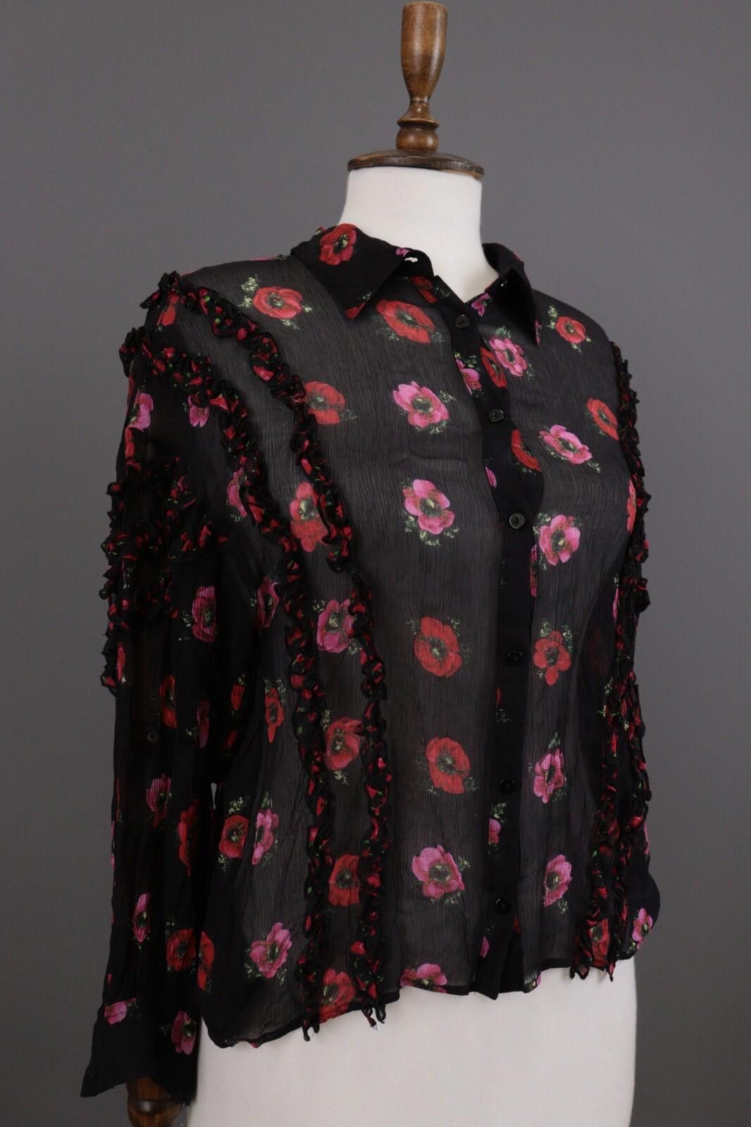 The Kooples The Kooples Paris Black Floral Mesh Shirt Size 1 / S Size M / US 6-8 / IT 42-44 - 6 Thumbnail