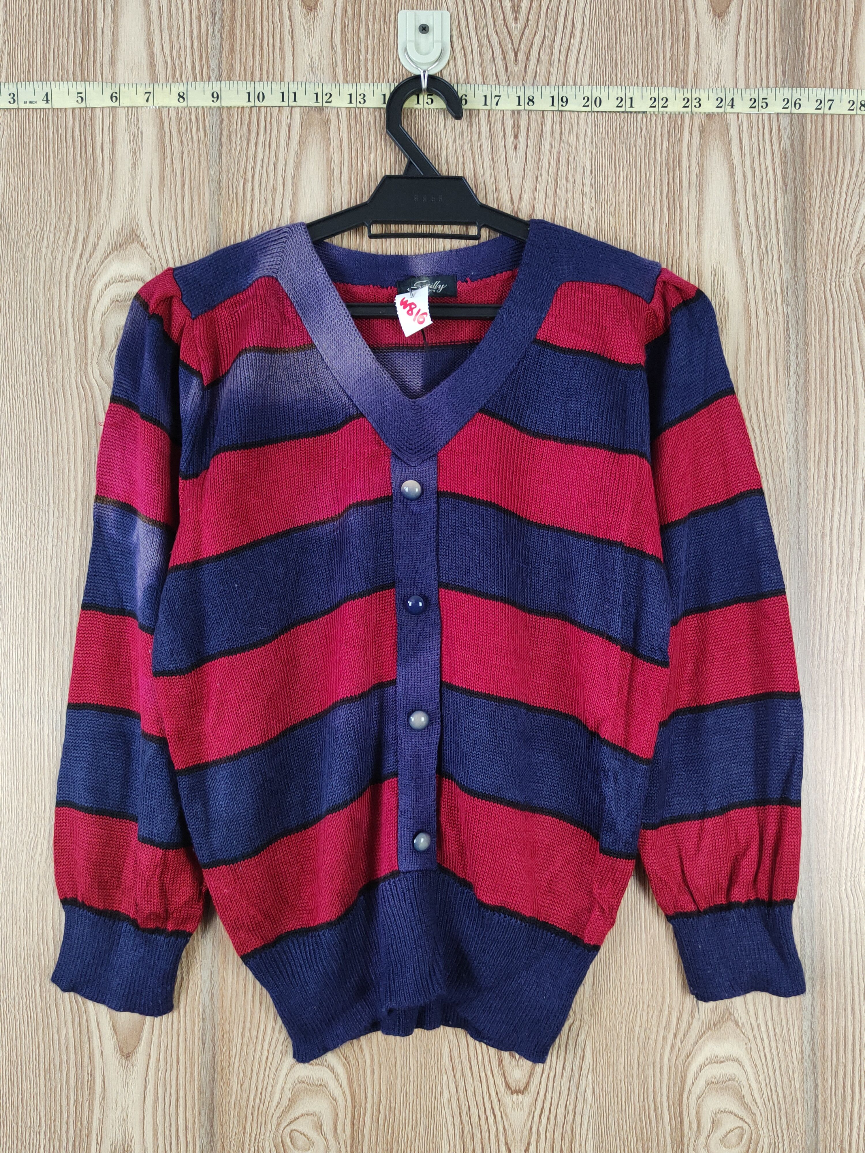 Homespun Knitwear × Solid and Striped × Vintage Smilly Navy Red Stripe Knitwear cardigan like cobain #W816 Size M / US 6-8 / IT 42-44 - 1 Thumbnail