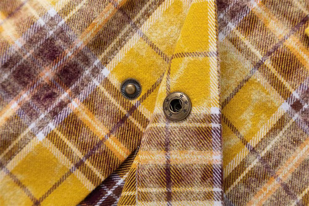 Pocket Plaid Long Sleeve Vintage Streetwear Shirt