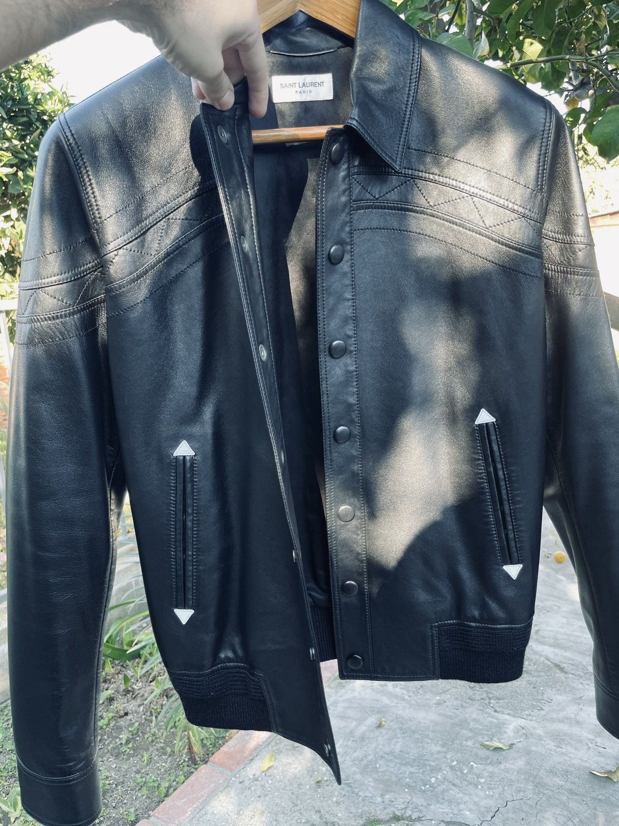 Saint Laurent Paris Saint Laurent Paris Western Lamb Leather Bomber Jacket Black Size US S / EU 44-46 / 1 - 12 Thumbnail