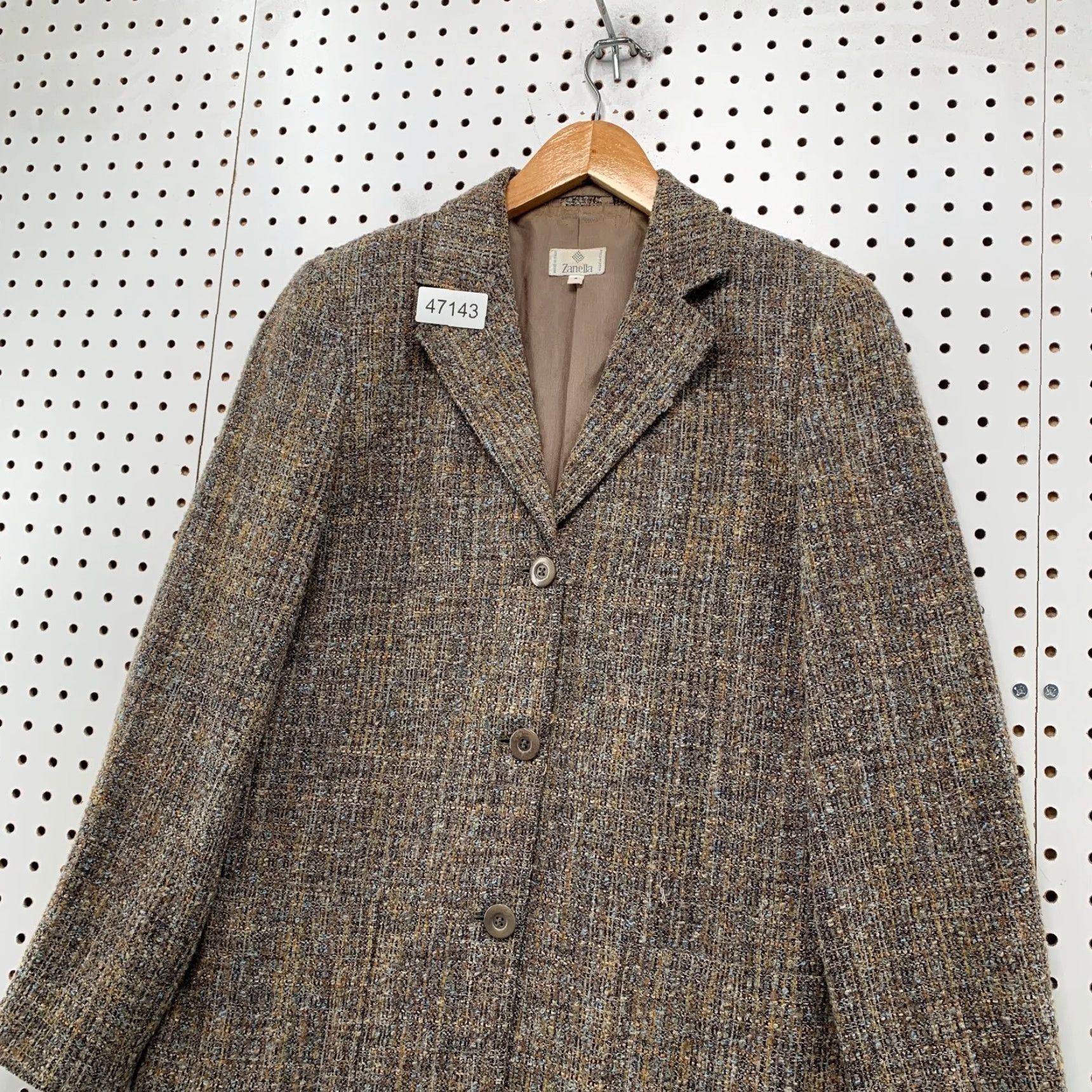 Zanella Zanella Tweed Wool Blazer Womens 4 Brown Three-Button Business Work Italy Jacket Size S / US 4 / IT 40 - 6 Thumbnail