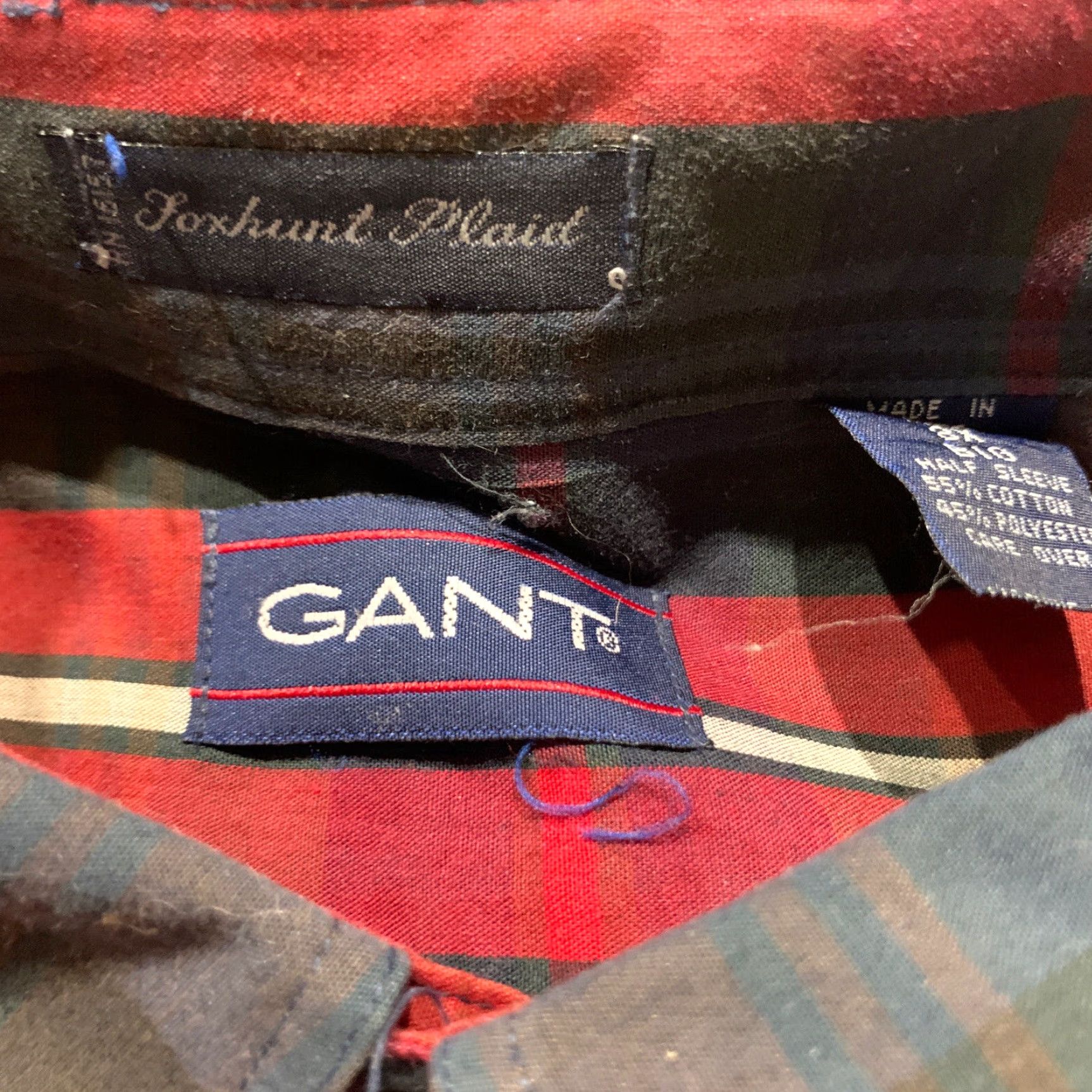 Gant VINTAGE GANT Mens Shirt 3XB Big Foxhunt Plaid Blue Red Casual Button Up S/S Size US XXL / EU 58 / 5 - 5 Thumbnail