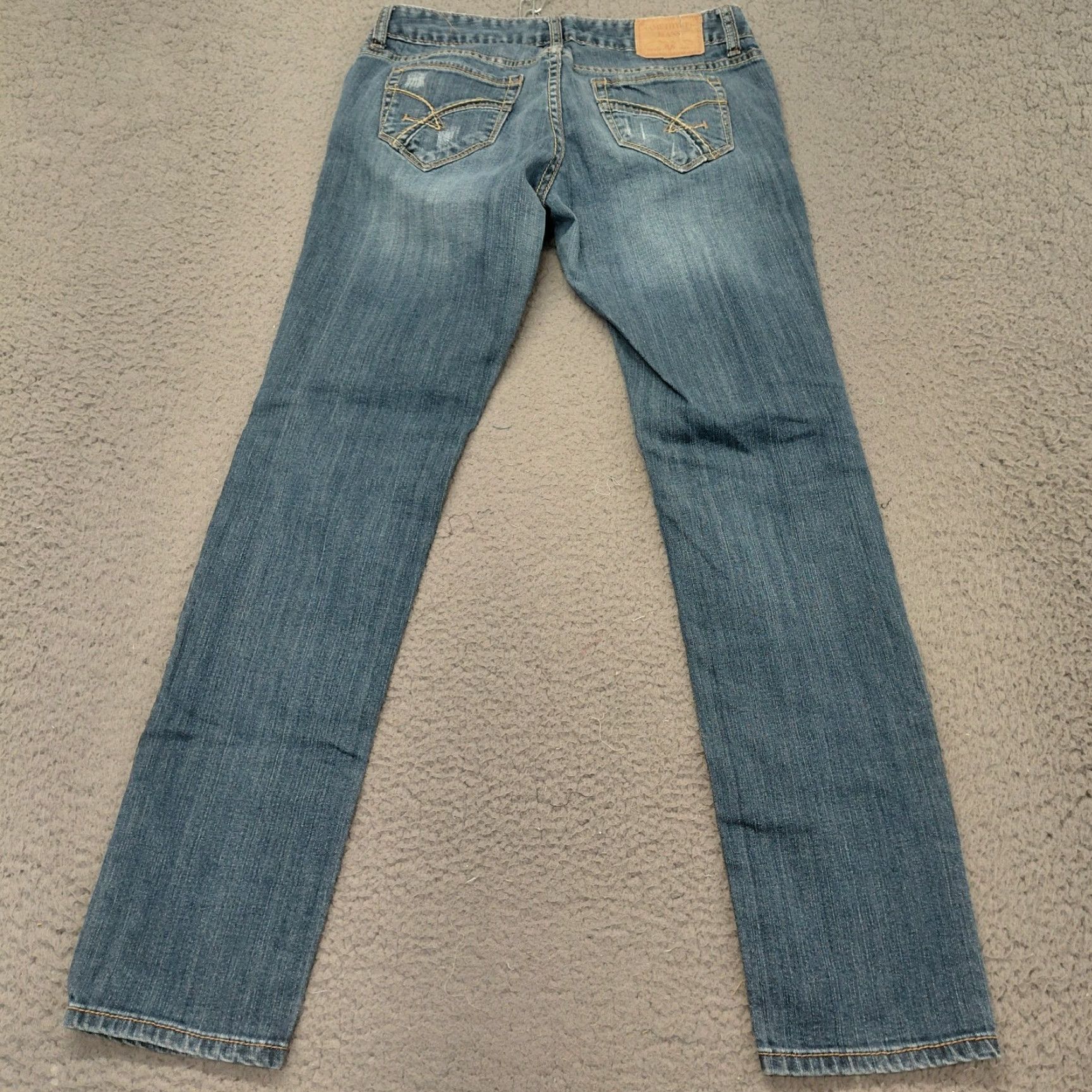 Denime Amethyst Jeans Women's Size 9 Blue Denim Distress Straight Stretch Embroidered Regular Bootcut Jeans Size 30" / US 8 / IT 44 - 2 Thumbnail