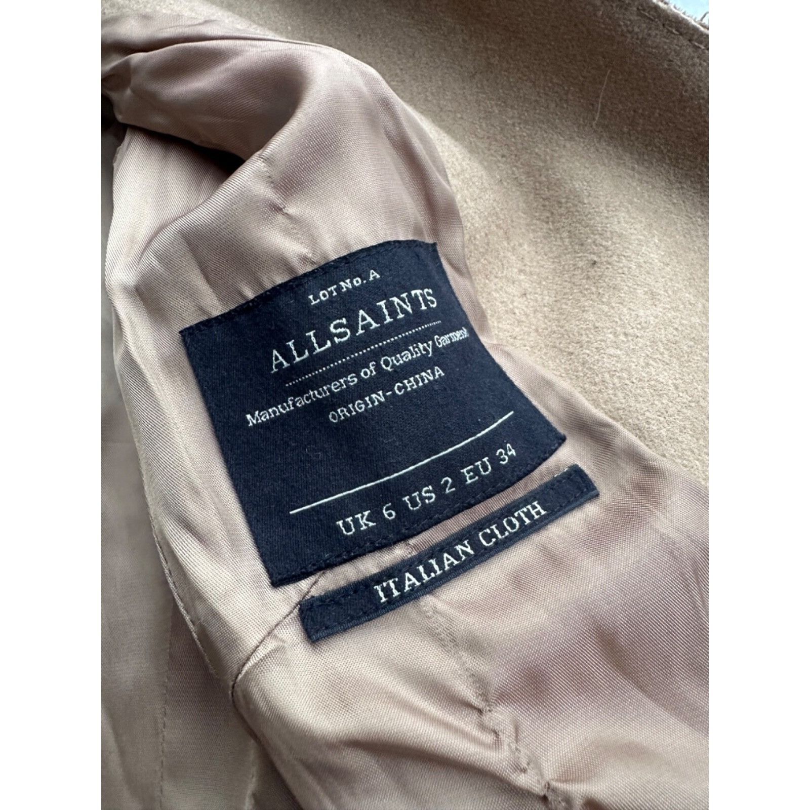 Allsaints All Saints Woman Leni One Button Beige Coat Size XS / US 0-2 / IT 36-38 - 7 Thumbnail