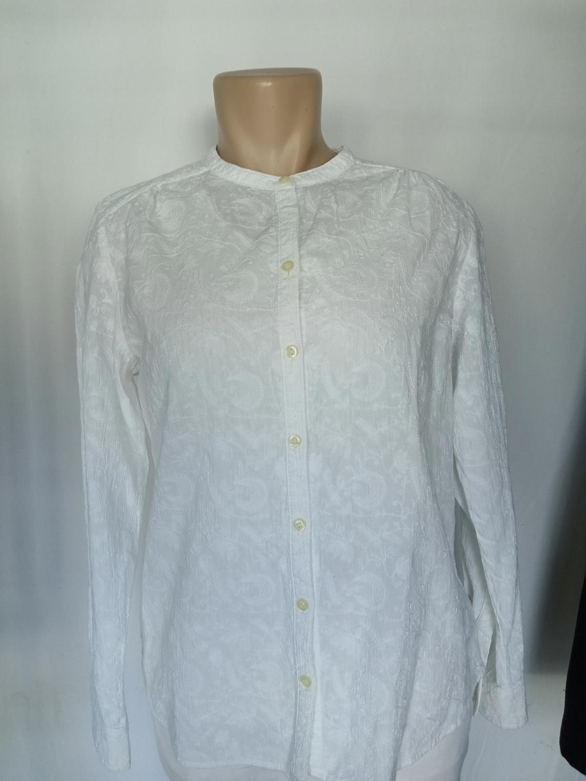 Designer Stylish White Embroidered Button-Up Shirt Size L / US 10 / IT 46 - 1 Thumbnail
