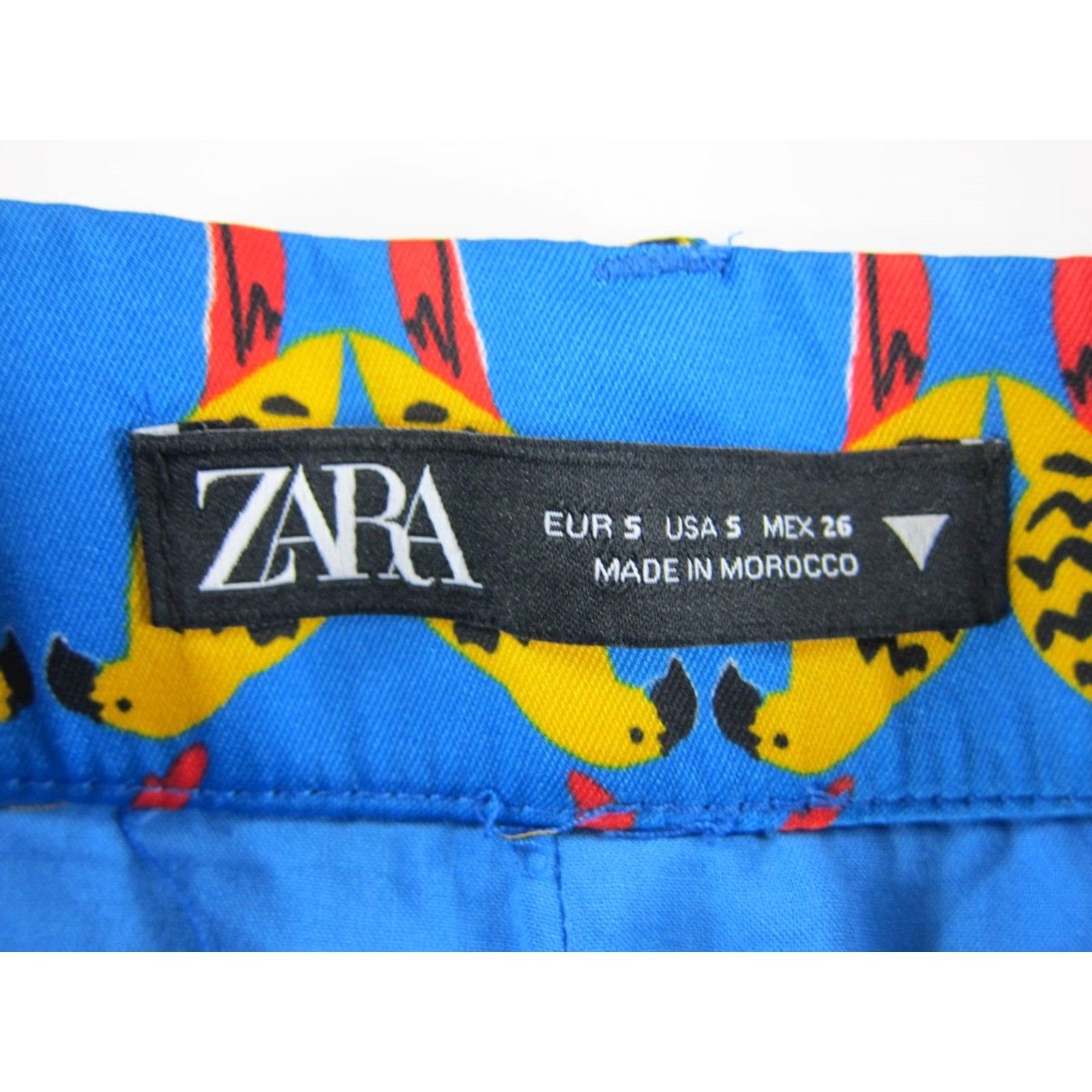 Zara ZARA Blue Yellow Red Black Parrot Bird High Rise Waist Pocket Chino Shorts Small Women Size 28" / US 6 / IT 42 - 3 Thumbnail