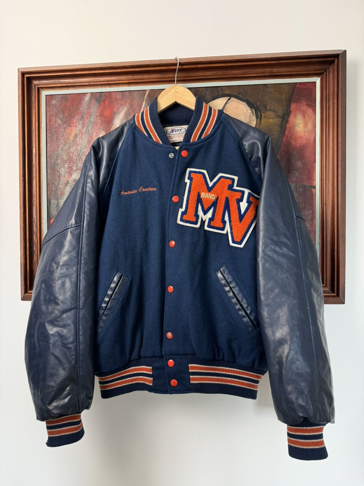 Vintage Vintage Varsity Jacket High School Wool Made In USA Leather Size US M / EU 48-50 / 2 - 1 Thumbnail