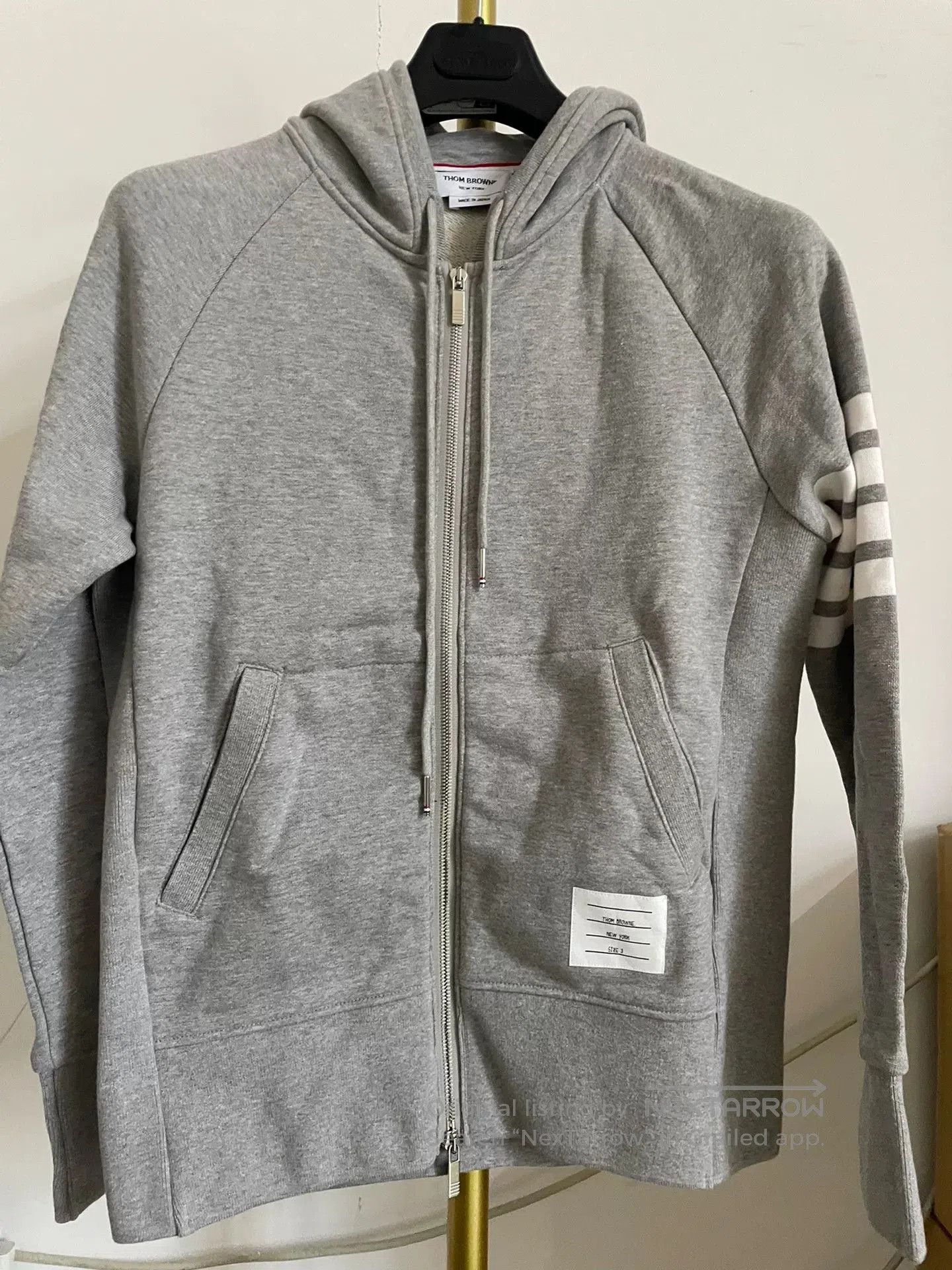 Thom Browne THOM BROWNE Grey 4-Bar Zip Hoodie. Size US L / EU 52-54 / 3 - 1 Thumbnail