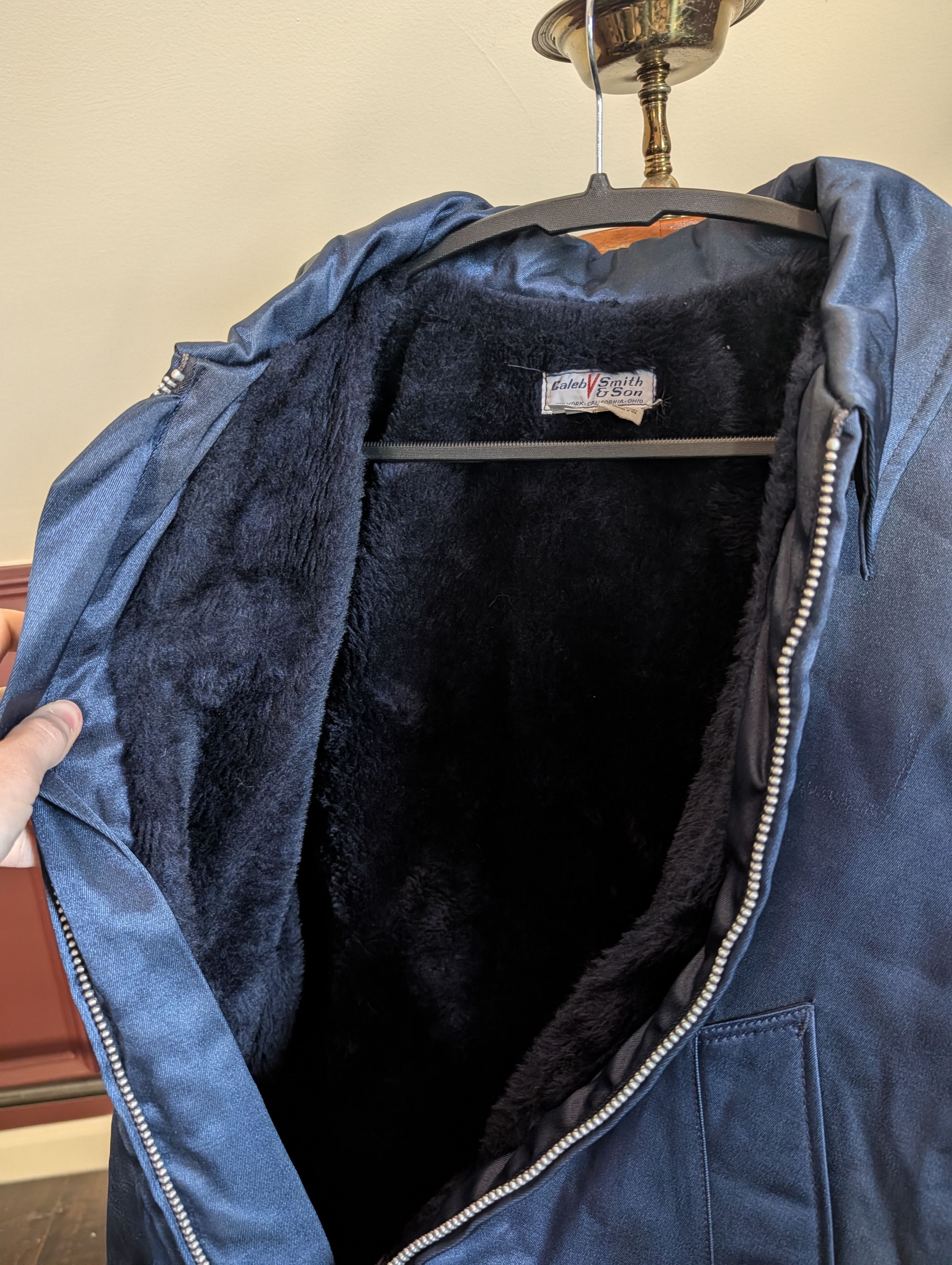 Vintage CALEB V SMITH & SON Faux Fur Lined Navy Parka Vintage Size US L / EU 52-54 / 3 - 3 Thumbnail