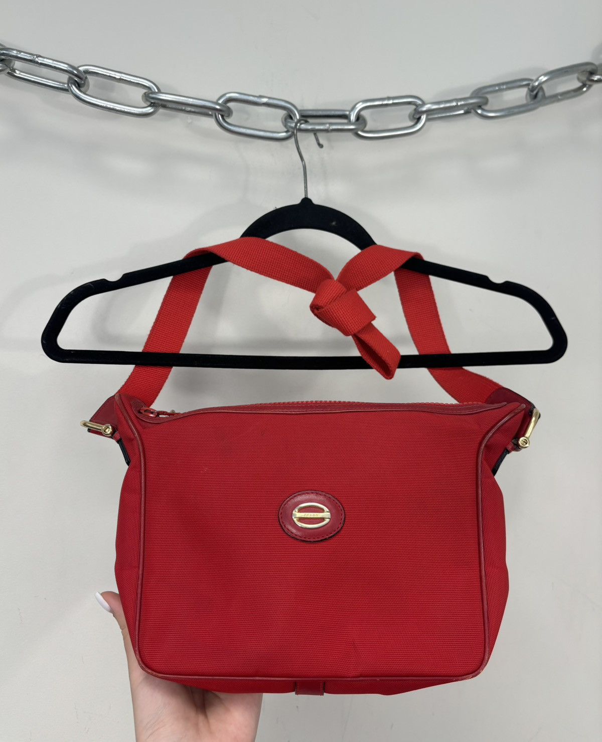 Celine Vintage Celine MO4 Red Fabric Minimalist Rare Shoulder Bag Size ONE SIZE - 1 Thumbnail