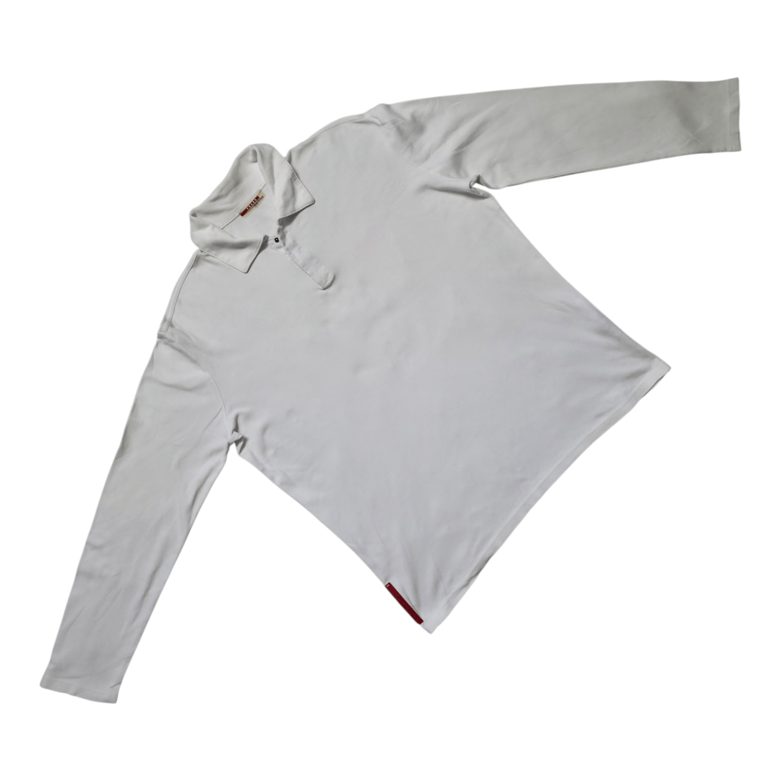 Prada “Prada White LS Stretchable Polo Shirt Red Logo Patch” Size US L / EU 52-54 / 3 - 1 Thumbnail