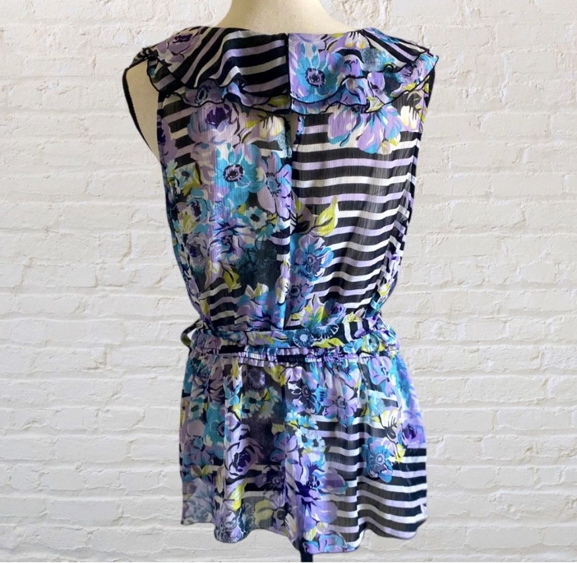 Other IZ BYER FLORAL STRIPED SLEEVELESS TANK TOP WITH WAIST TIE Size XL / US 12-14 / IT 48-50 - 3 Thumbnail