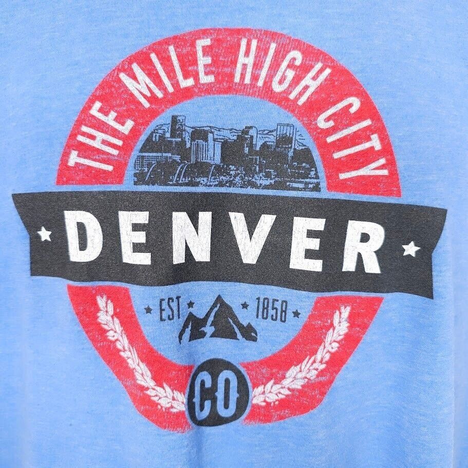 Gildan Denver Colorado T Shirt Mens Size Medium Blue Mile High City Size US M / EU 48-50 / 2 - 2 Thumbnail