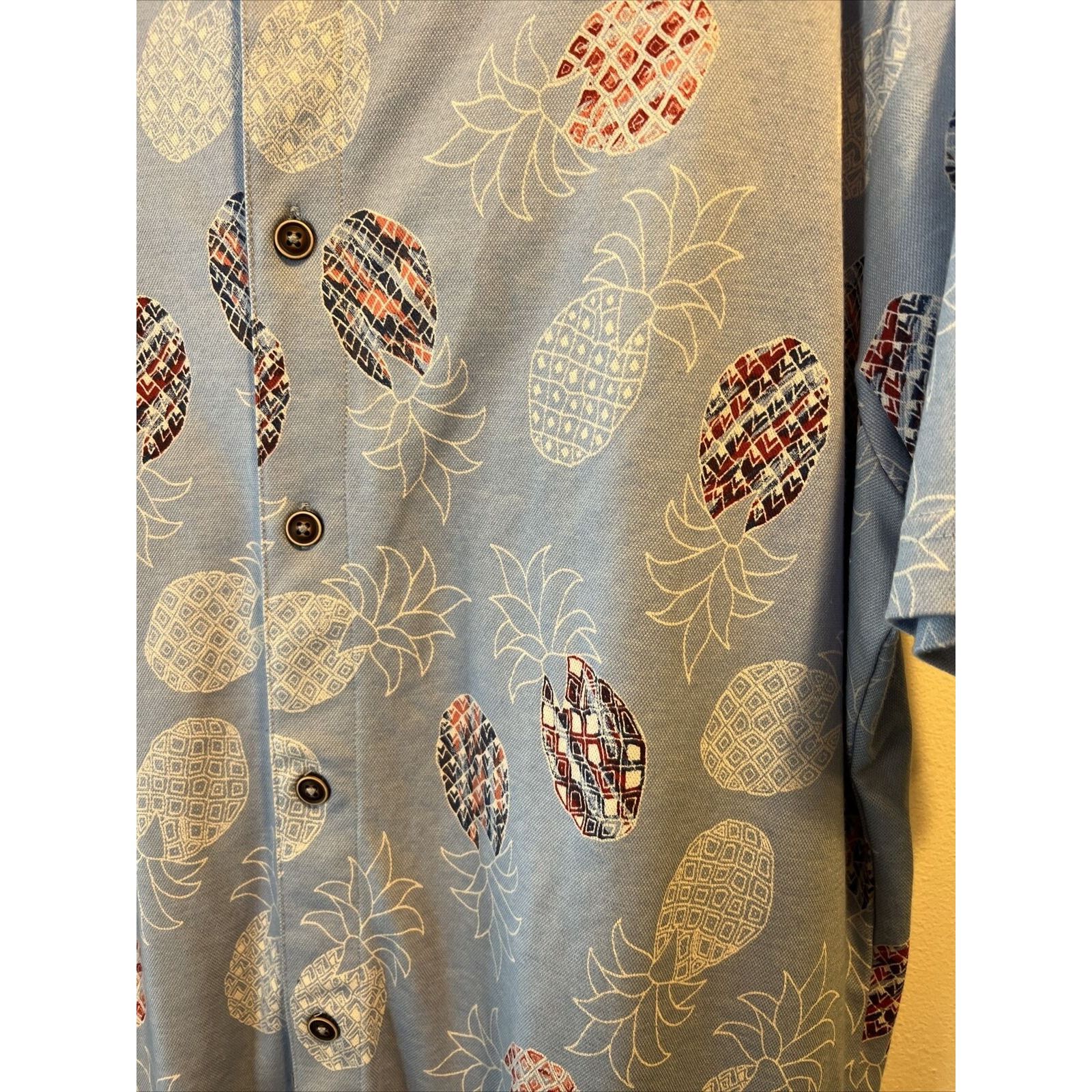 Caribbean Caribbean Men's L Blue Pineapple Button Cotton Blend Shirt Size US L / EU 52-54 / 3 - 10 Thumbnail