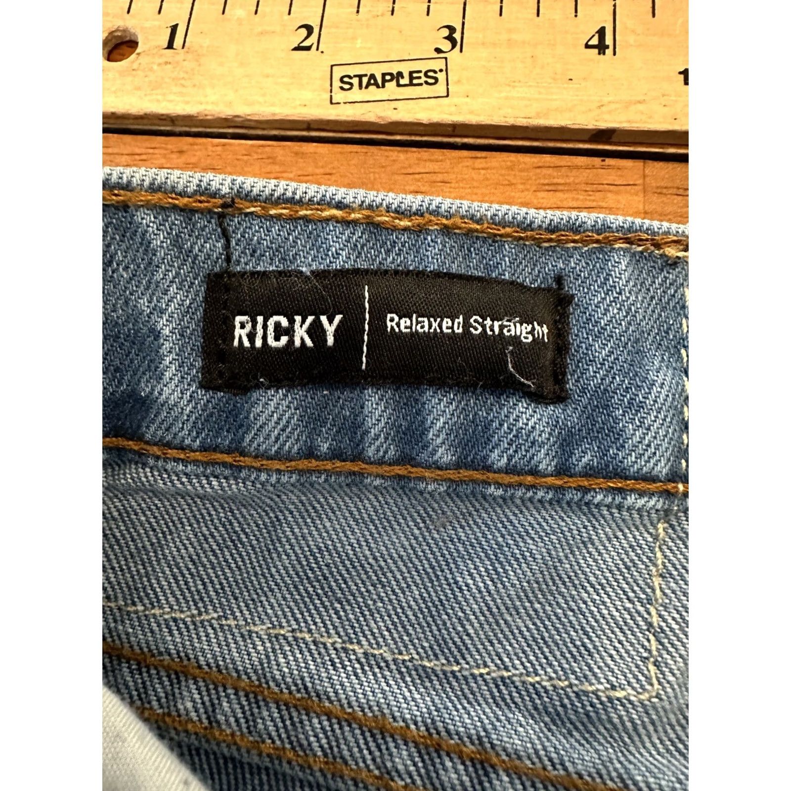 True Religion True Religion Ricky Relaxed Straight Jeans Men's 40x33 Blue Denim Dark Button Embroidered Size US 40 / EU 56 - 7 Thumbnail