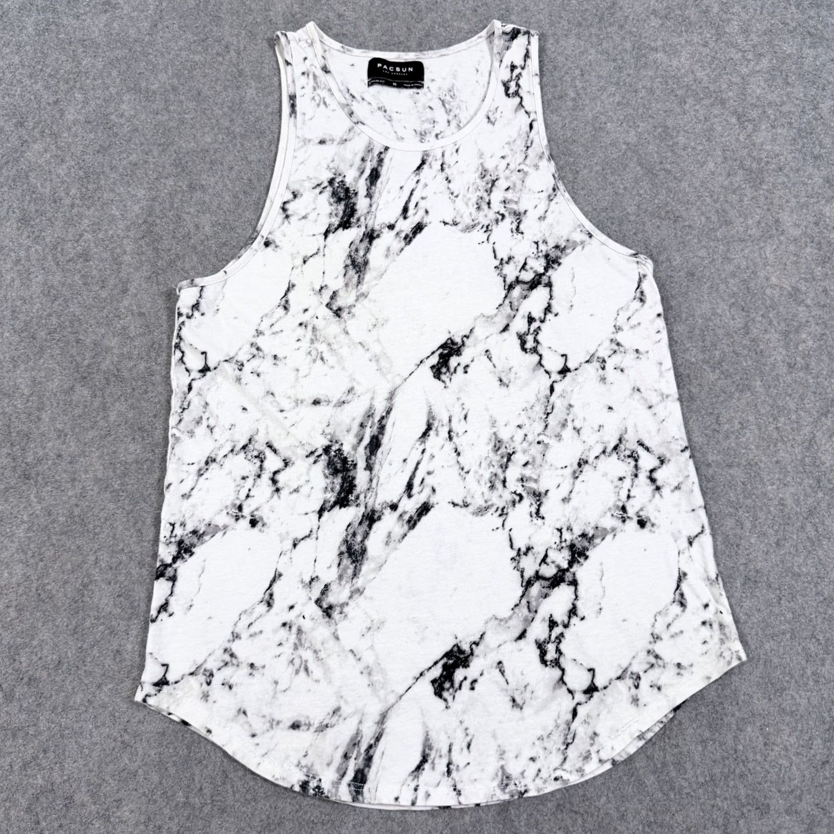 Pacsun Pacsun Scallop Fit Activewear Tank Top Women's Medium White Marble Print Size M / US 6-8 / IT 42-44 - 2 Thumbnail