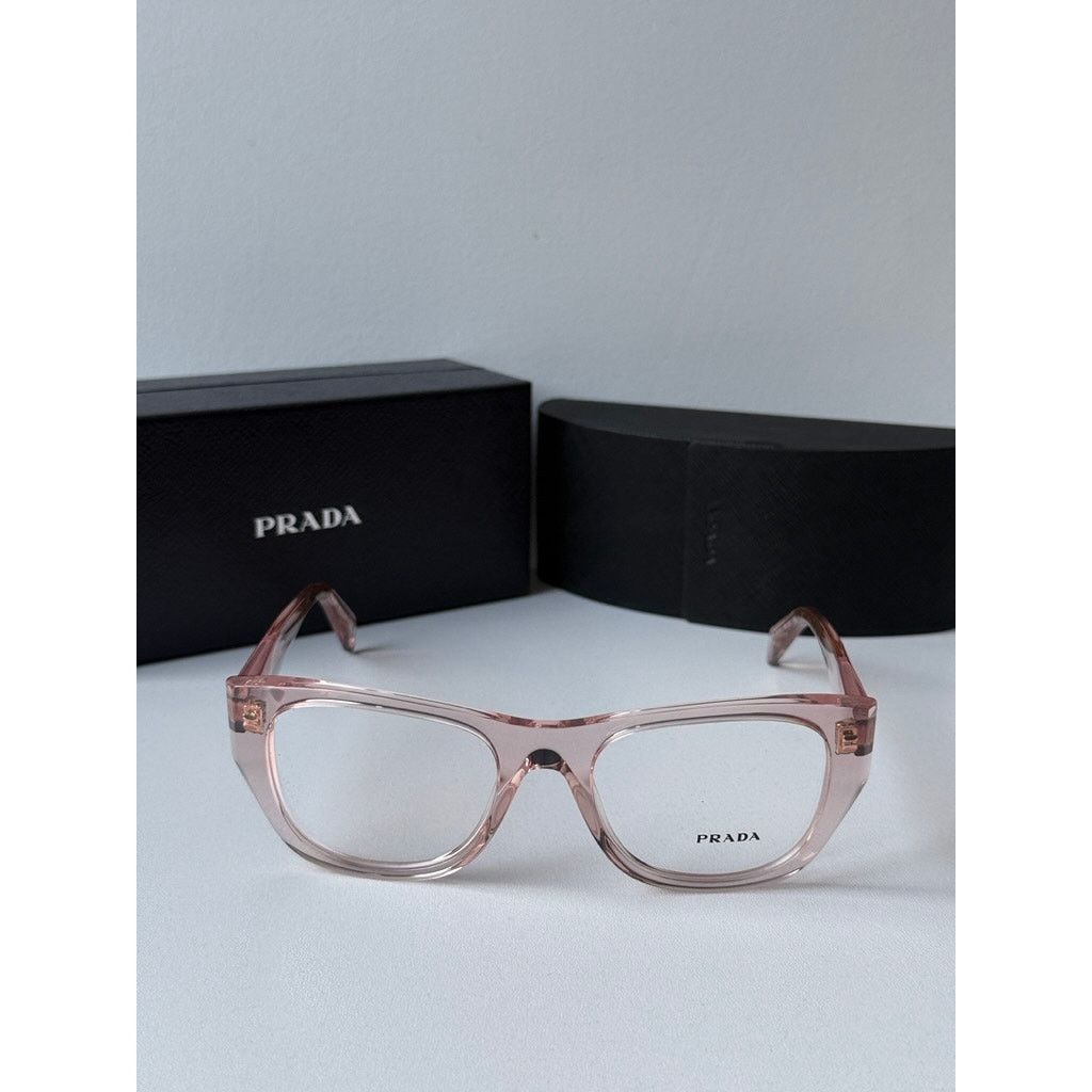 Prada NEW Prada PR A18V Eyeglasses Frames in Transparent Pink Size ONE SIZE - 4 Thumbnail