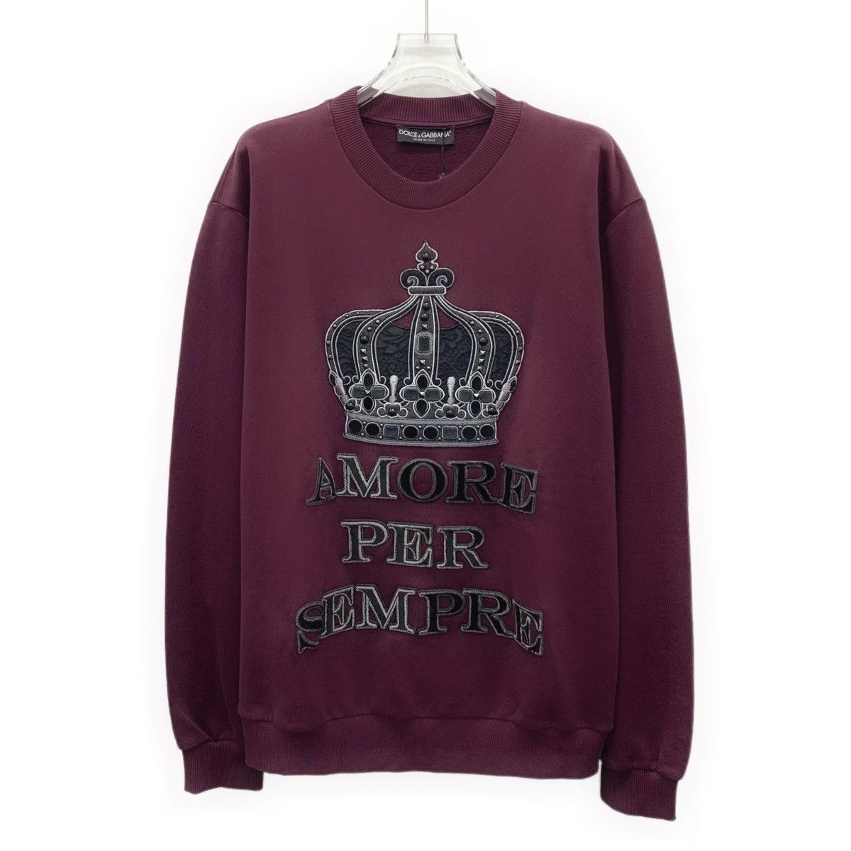 Dolce & Gabbana Dolce Gabbana Wine Red Crown Long Sleeve Sweatshirt K26WX Size US S / EU 44-46 / 1 - 1 Thumbnail