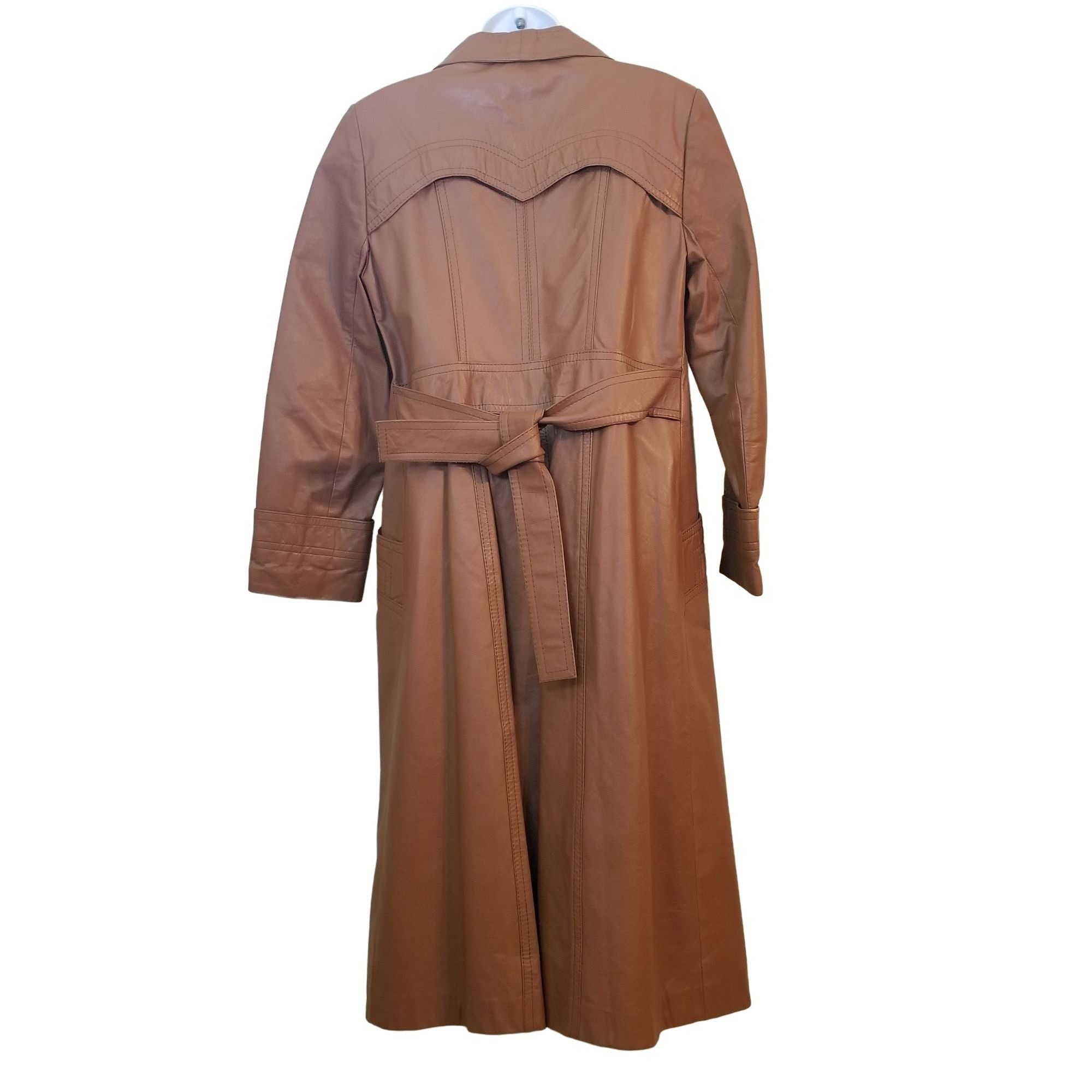 Other PBD Leather USA Camel Brown Trench Coat Belted S/M Buttersof Size M / US 6-8 / IT 42-44 - 2 Thumbnail