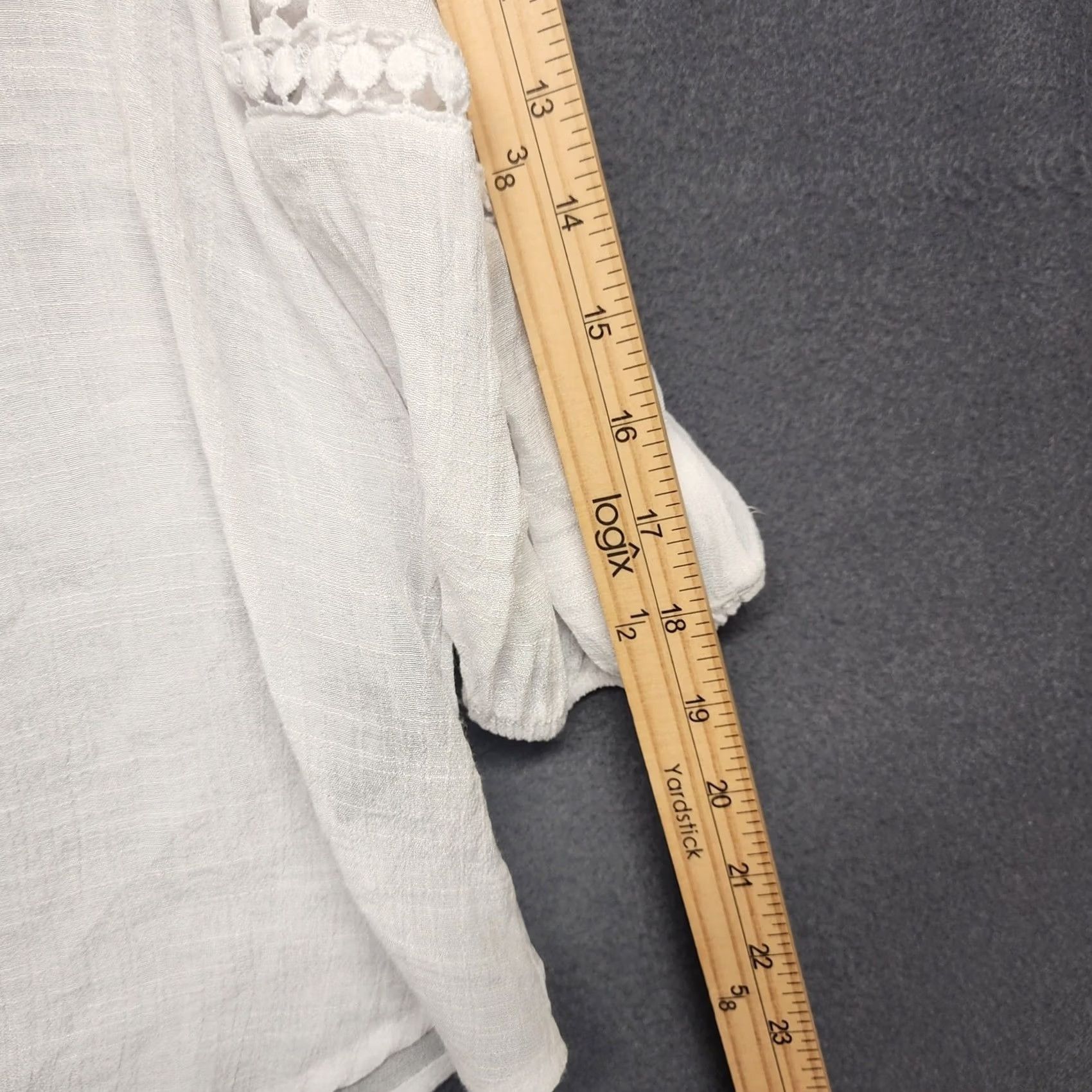 Vintage Zac & Rachel Blouse Womens Large Boho White Cream Crochet Trim Peasant Top 3/4 Sleeve L Size L / US 10 / IT 46 - 6 Thumbnail