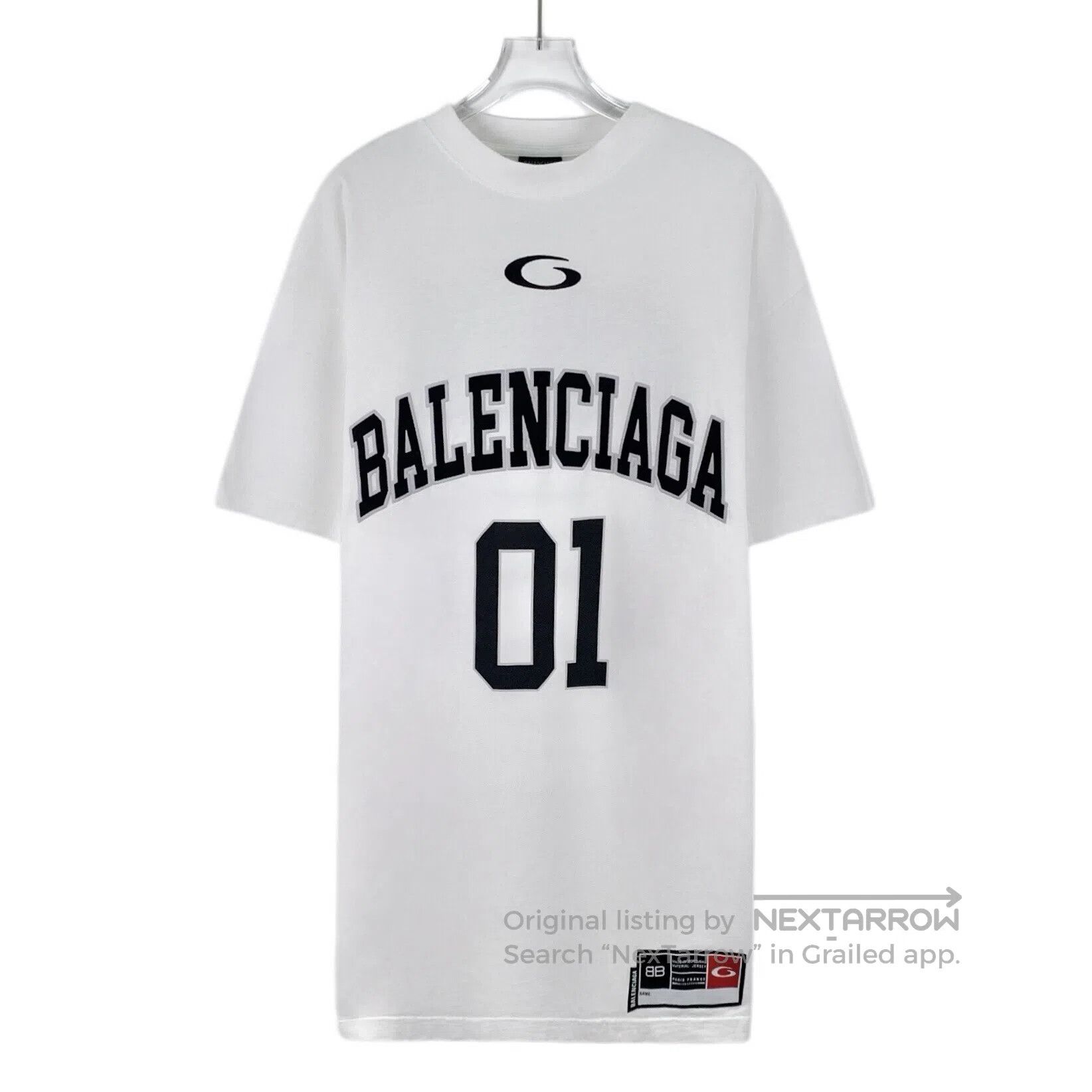 Balenciaga Balenciaga White logo lettering print cotton round neck sh Size US S / EU 44-46 / 1 - 1 Thumbnail