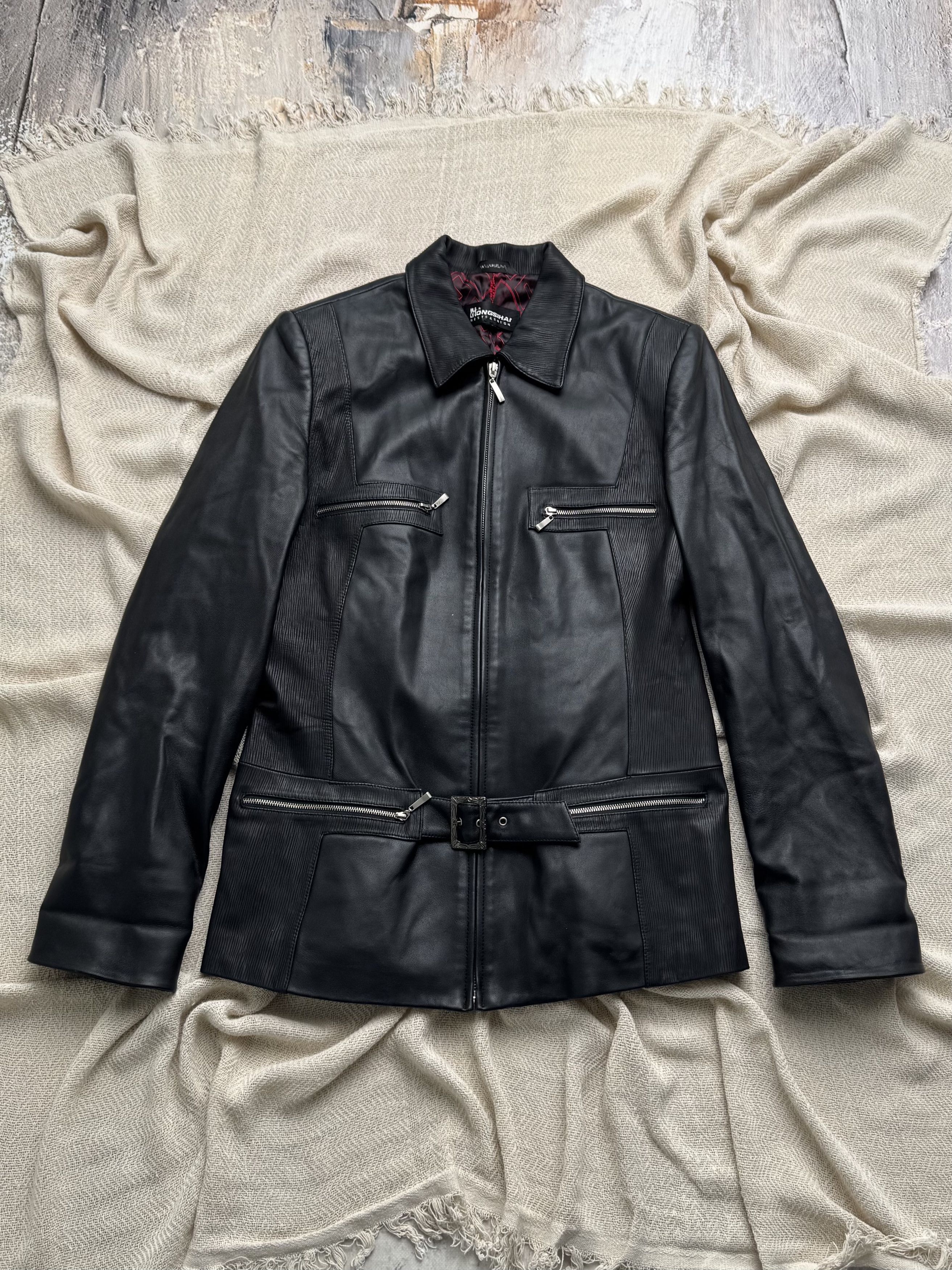 Vintage Vintage Genuine Leather Jacket Zip Belted Moto Biker Coat Size M / US 6-8 / IT 42-44 - 1 Thumbnail