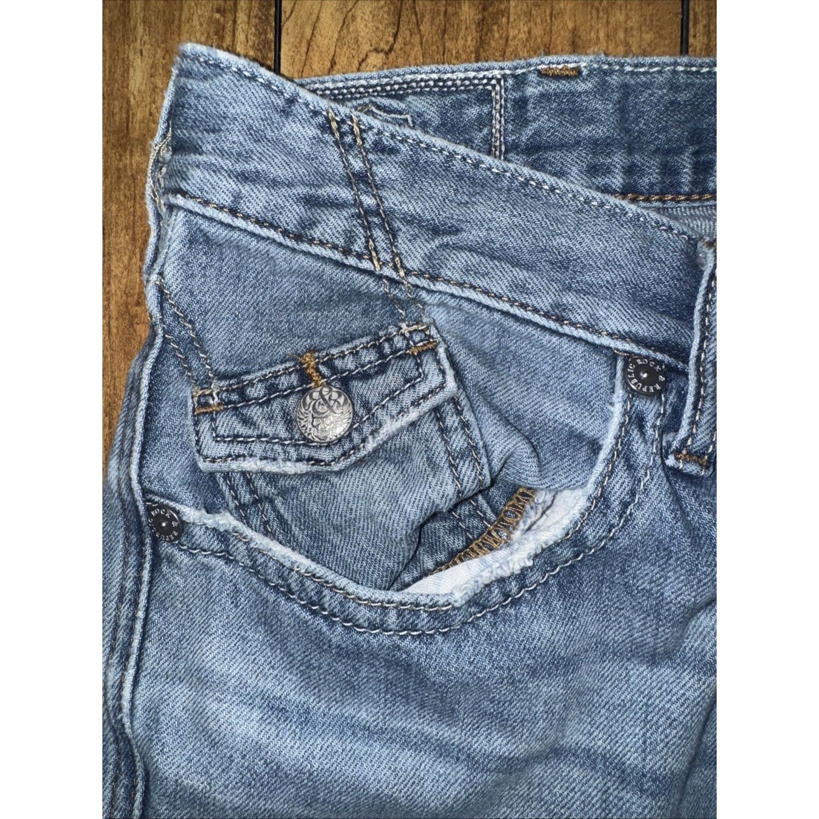 Rock & Republic × Vintage Rock & Republic Distressed Jeans Blue Vintage Straight Leg Size US 34 / EU 50 - 7 Thumbnail