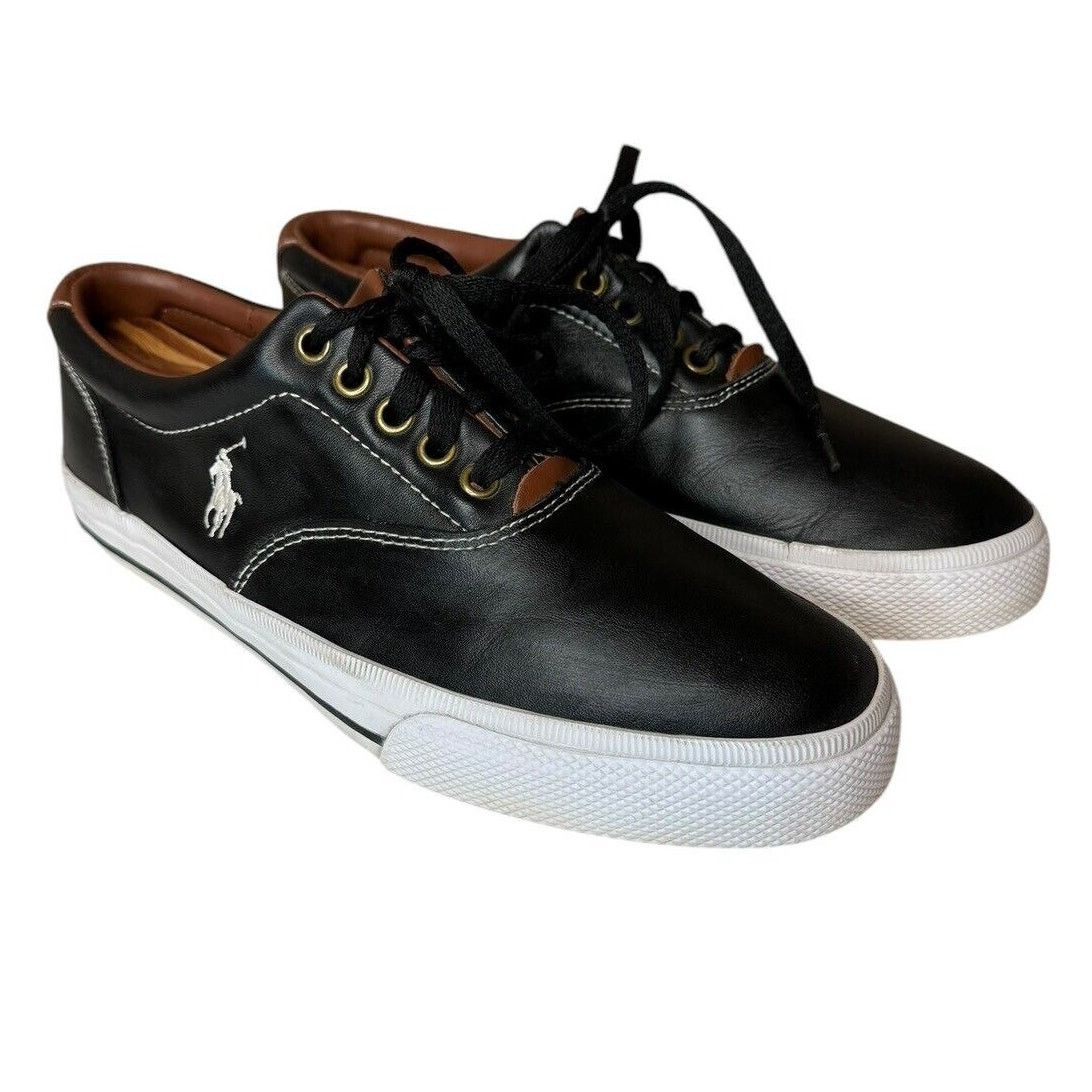 Ralph Lauren Polo Ralph Lauren Vaughn Black Leather Sneakers Pony Preppy Size US 8.5 / EU 41-42 - 1 Thumbnail